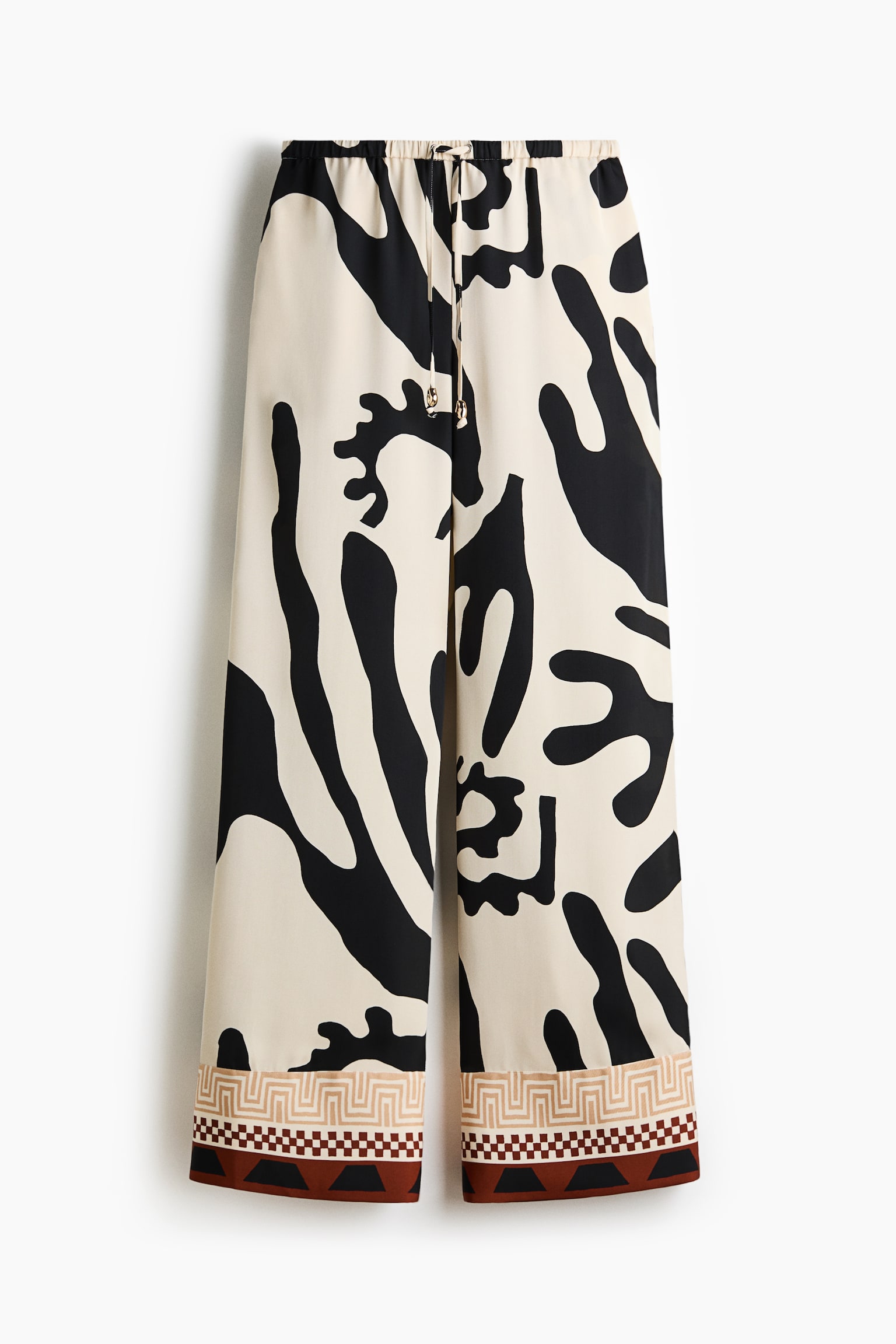 Wide drawstring trousers - Cream/Black patterned/Cream/Black/Dark khaki green - 2