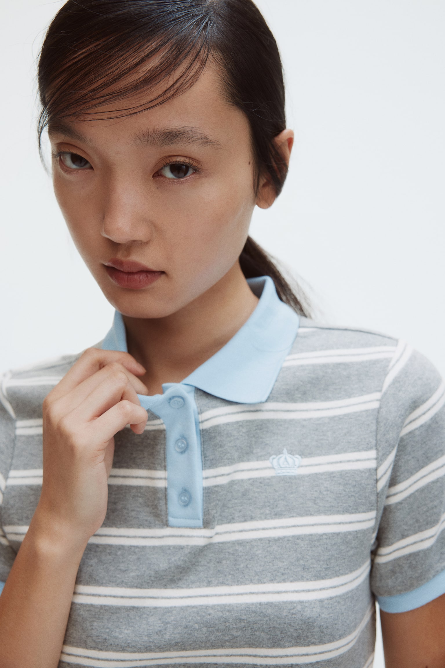 Áo polo cotton - Màu xám đốm/Kẻ/Màu xanh dương đậm/Kẻ - 7