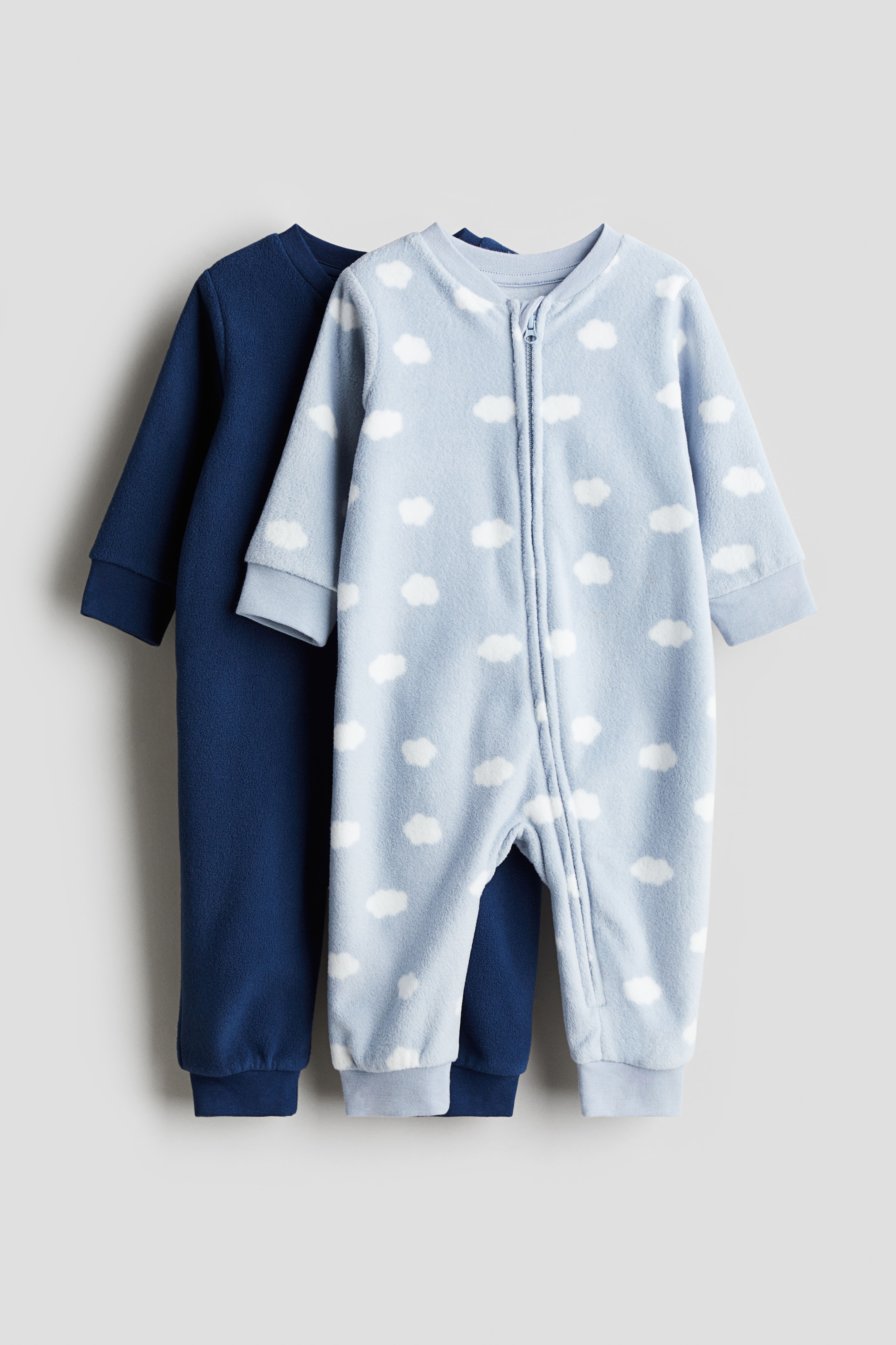 2 pack Fleece Zip up Pajama Jumpsuits