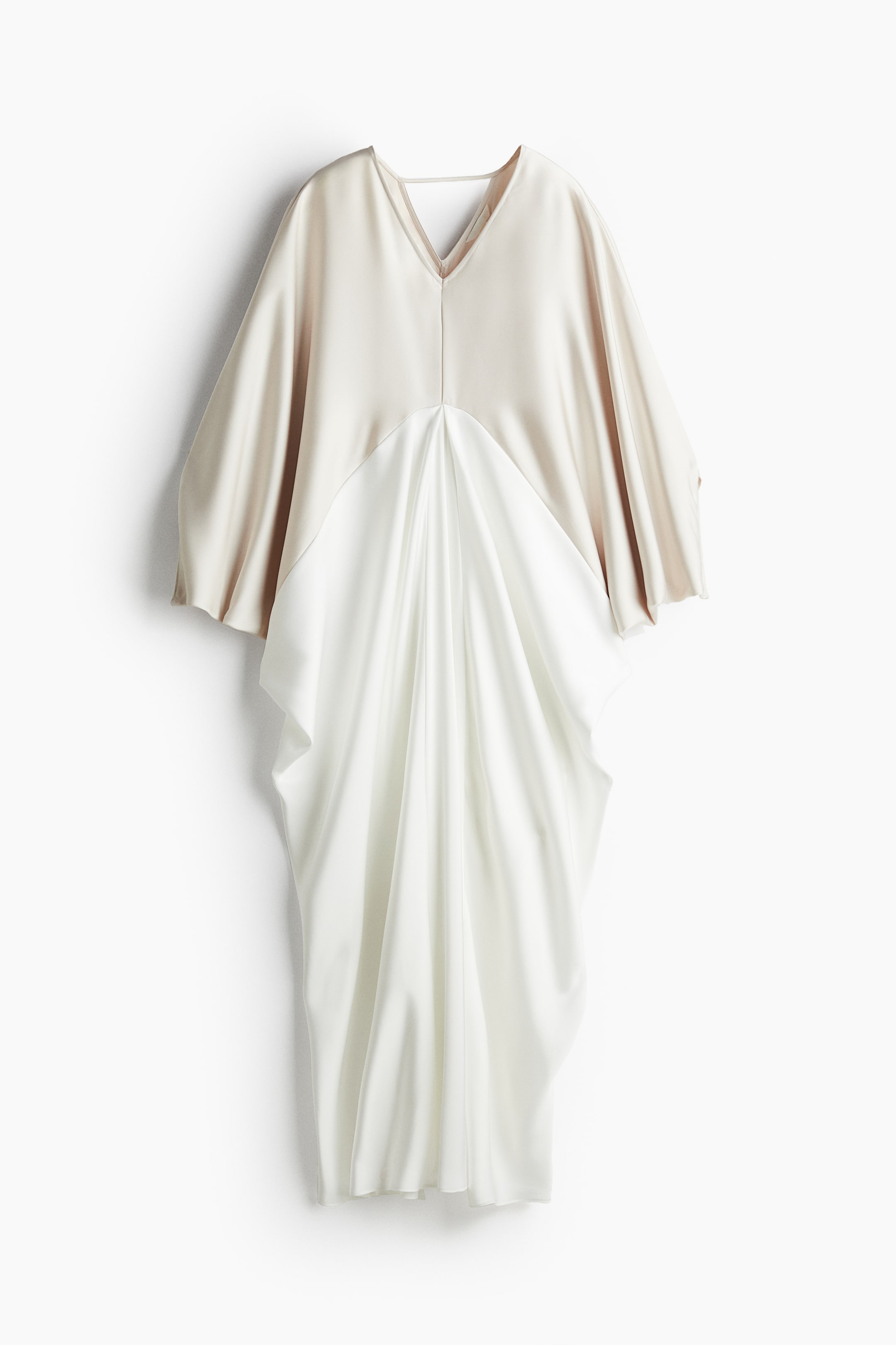 Satin kaftan dress - Light beige/White - Ladies | H&M GB 1