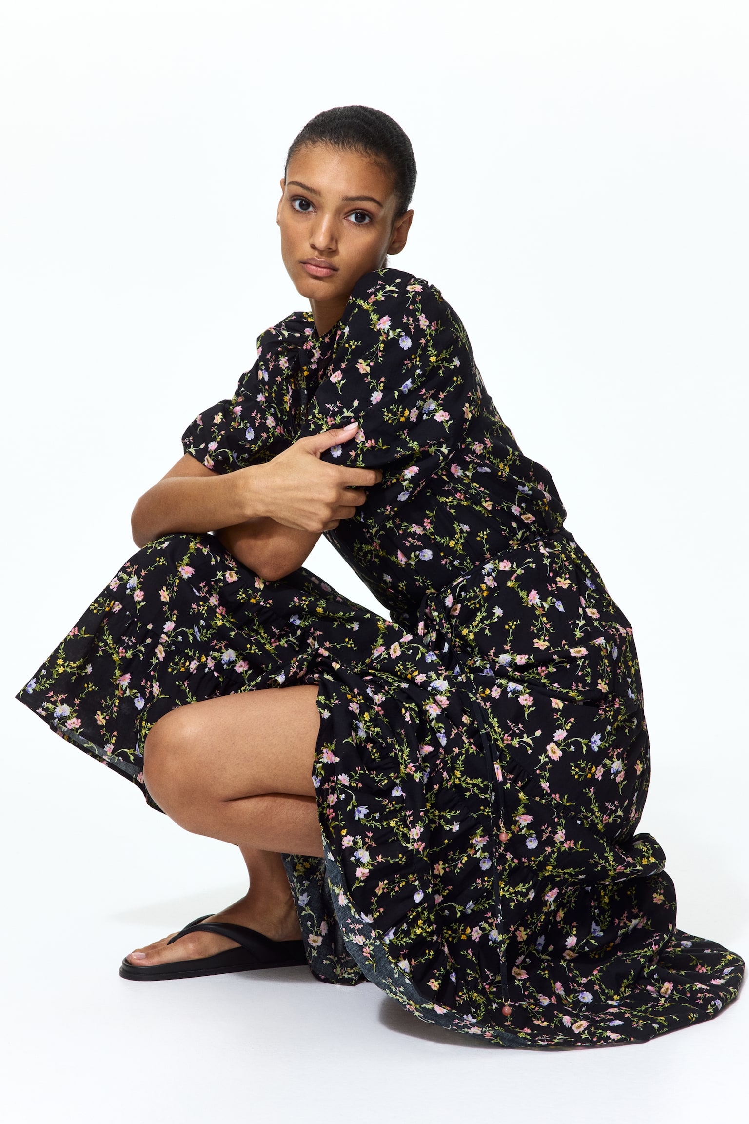 Long cotton dress - Black/Floral/Blue/Paisley pattern/White/Floral/Green/Floral/White/Patterned/White/Floral/Pink/Floral - 6