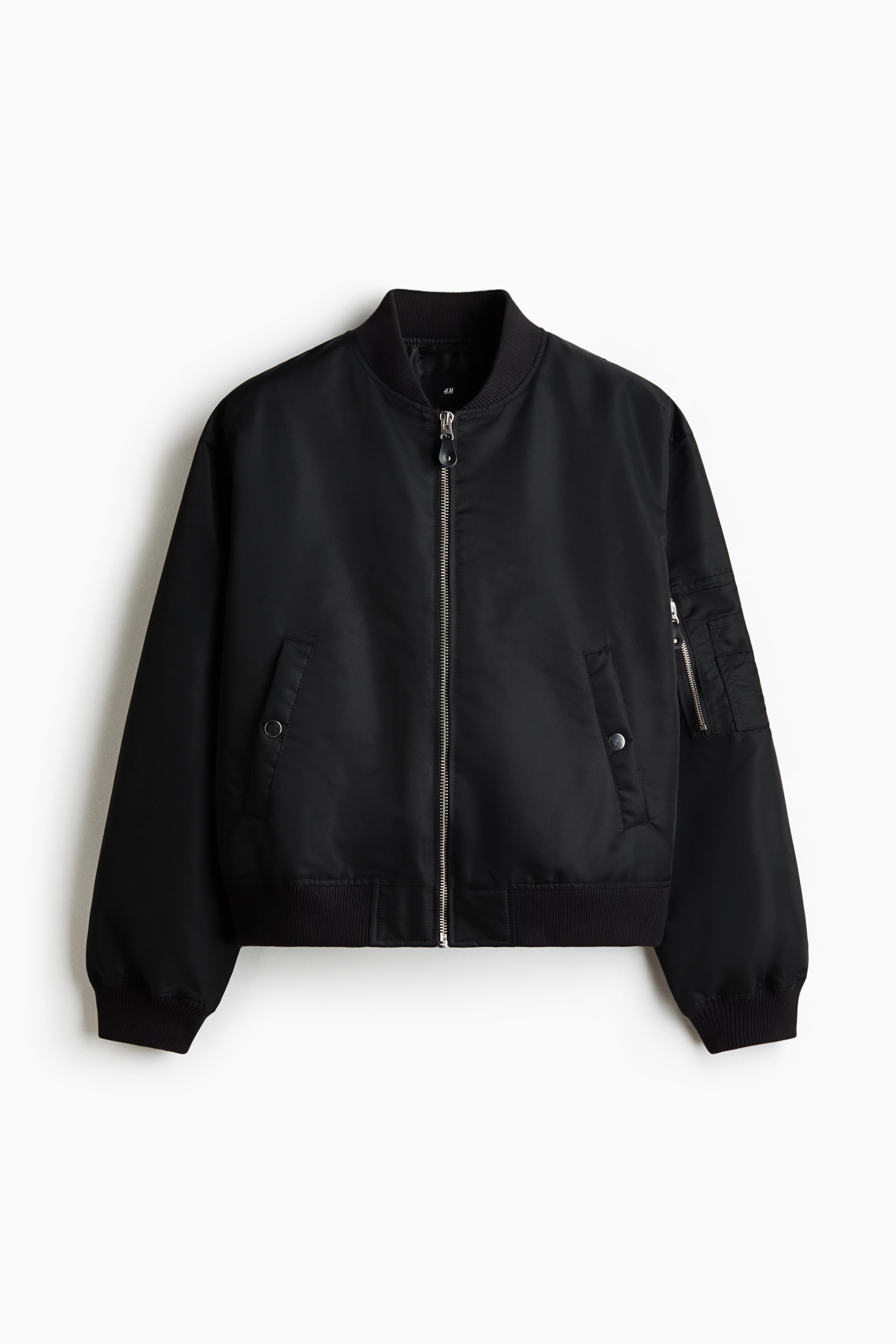 View larger image: Padded Nylon Bomber Jacket - Black - Men | H&M CA 5