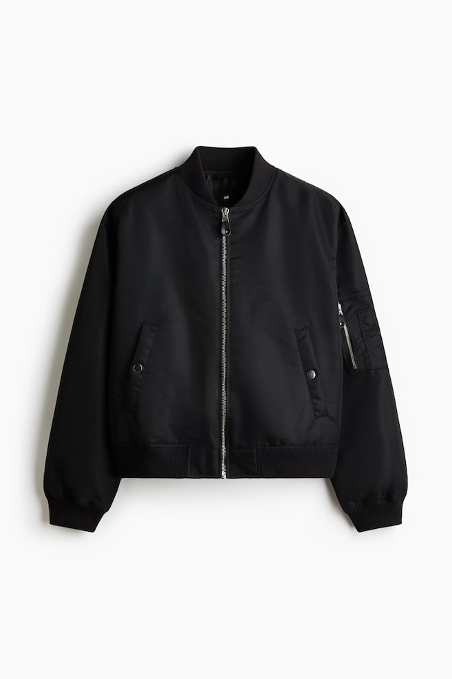 Vatovaný nylonový bomber - Černá/Khaki zelená/Tlumená béžová - 1