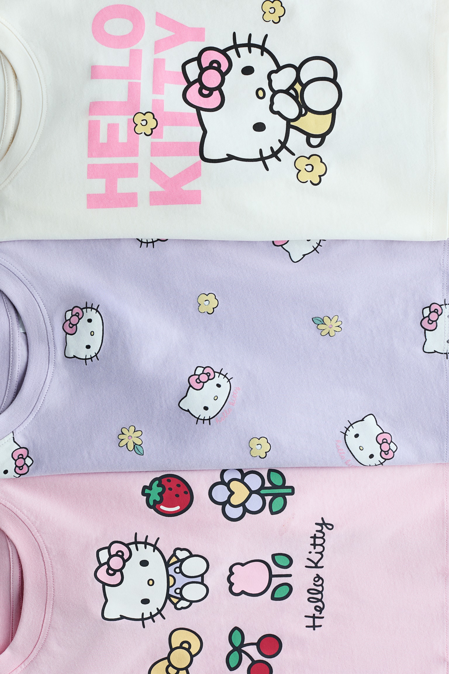 3-pack printed jersey tops - Cream/Hello Kitty/White/Minnie Mouse/Beige/Lilo & Stitch/Pink/Aristocats/Light pink/Hello Kitty/Pink/SmileyWorld®/Cream/Squishmallows/Light turquoise/Frozen/Light pink/Lilo & Stitch/Light pink/Gabby's Dollhouse/Light green/Lilo & Stitch/Pink/Lilo & Stitch - 2