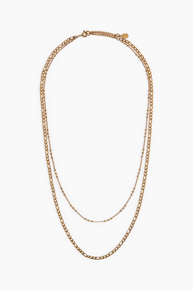 Waterproof Double-Strand Necklace - Gold-colored - 1