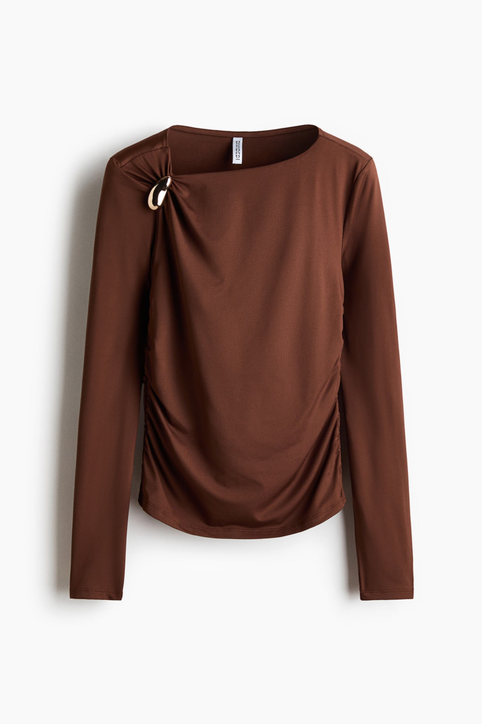 Женский топ H&M Asymmetric Jersey Top, цвет: Коричневый — фото 1