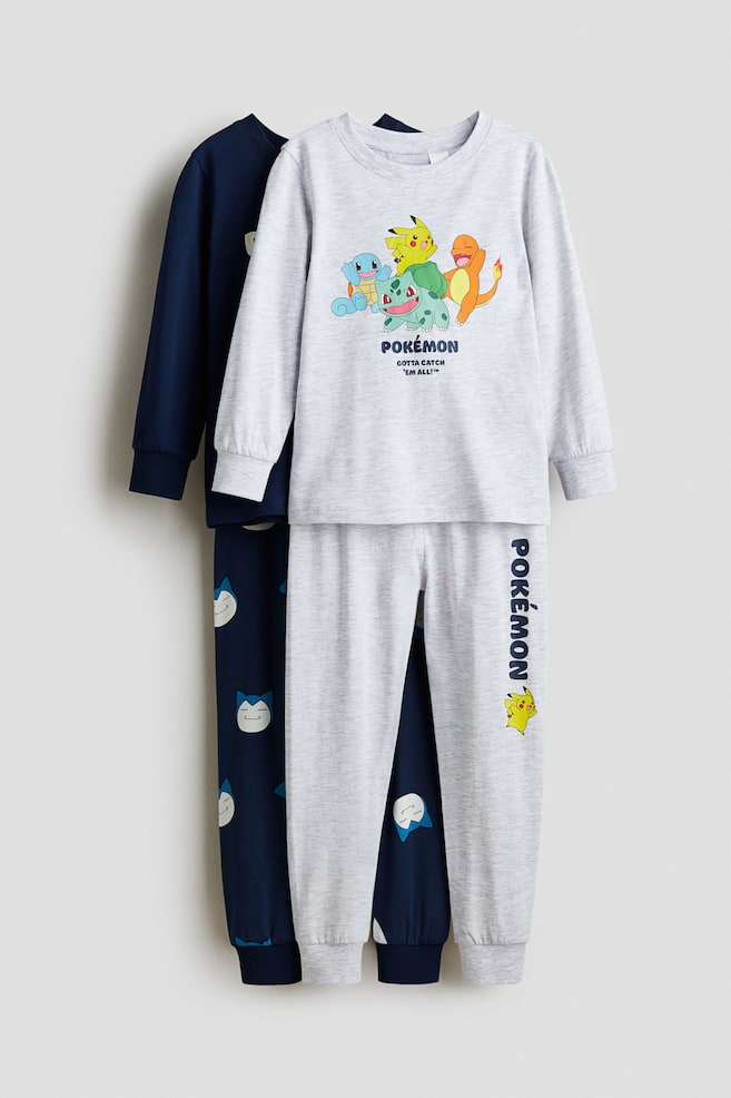 2-pack printed cotton pyjamas - Light grey marl/Pokémon/Blue/Superman/Black/Sonic the Hedgehog - 1
