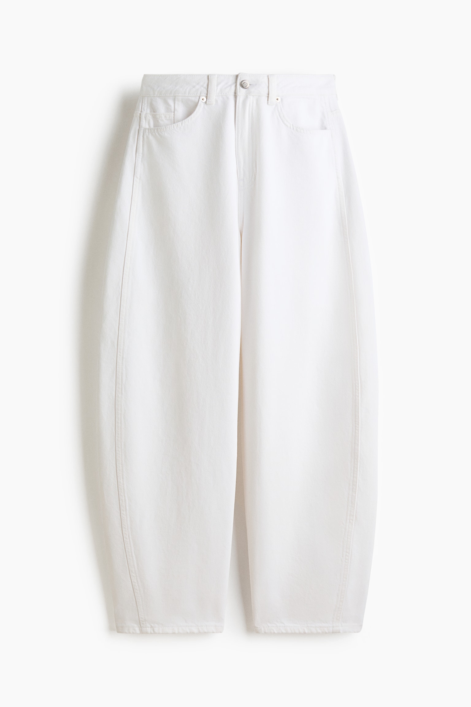 Barrel Leg High Waist Jeans - White/Denim blue/Light grey marl - 2