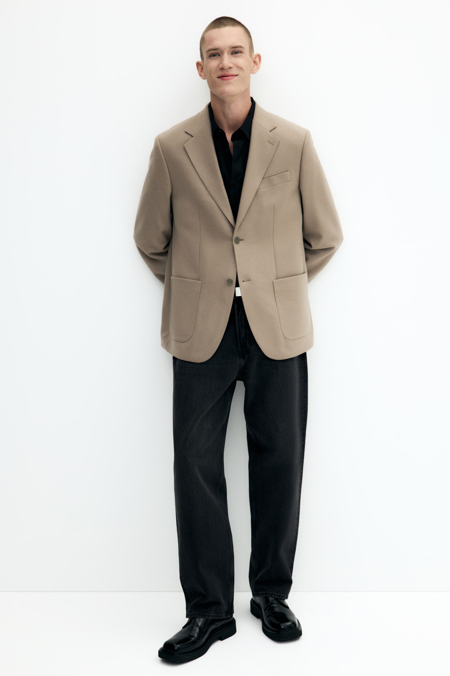 Kasmírkeverék zakó Regular Fit - Bézs/Sötétbarna - 4