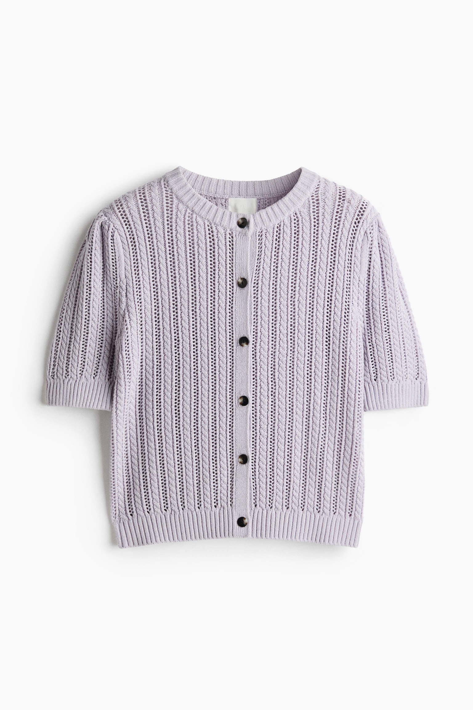 Pointelle-knit cardigan - Light purple/Light beige