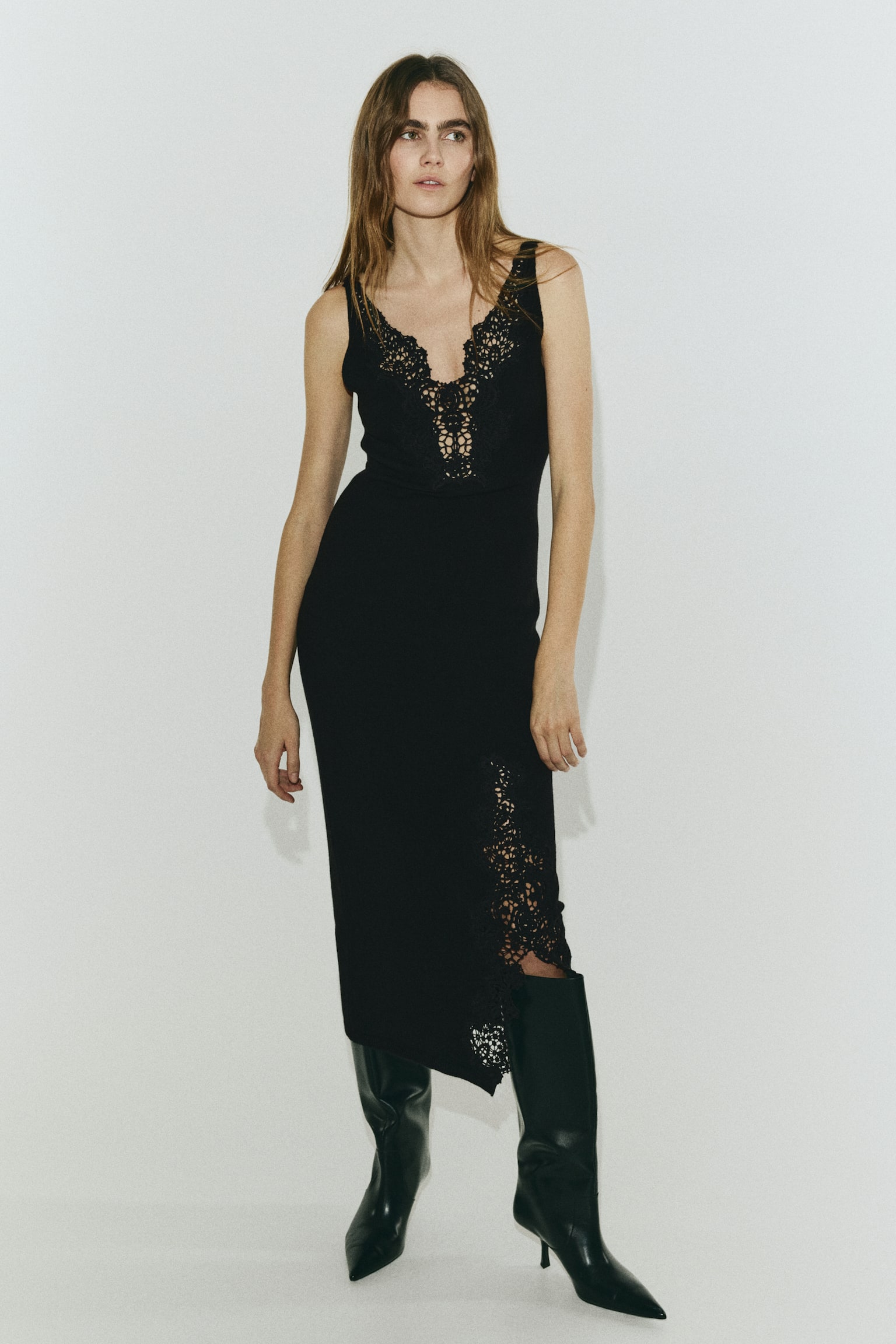 Lace-trimmed dress - Black - 3