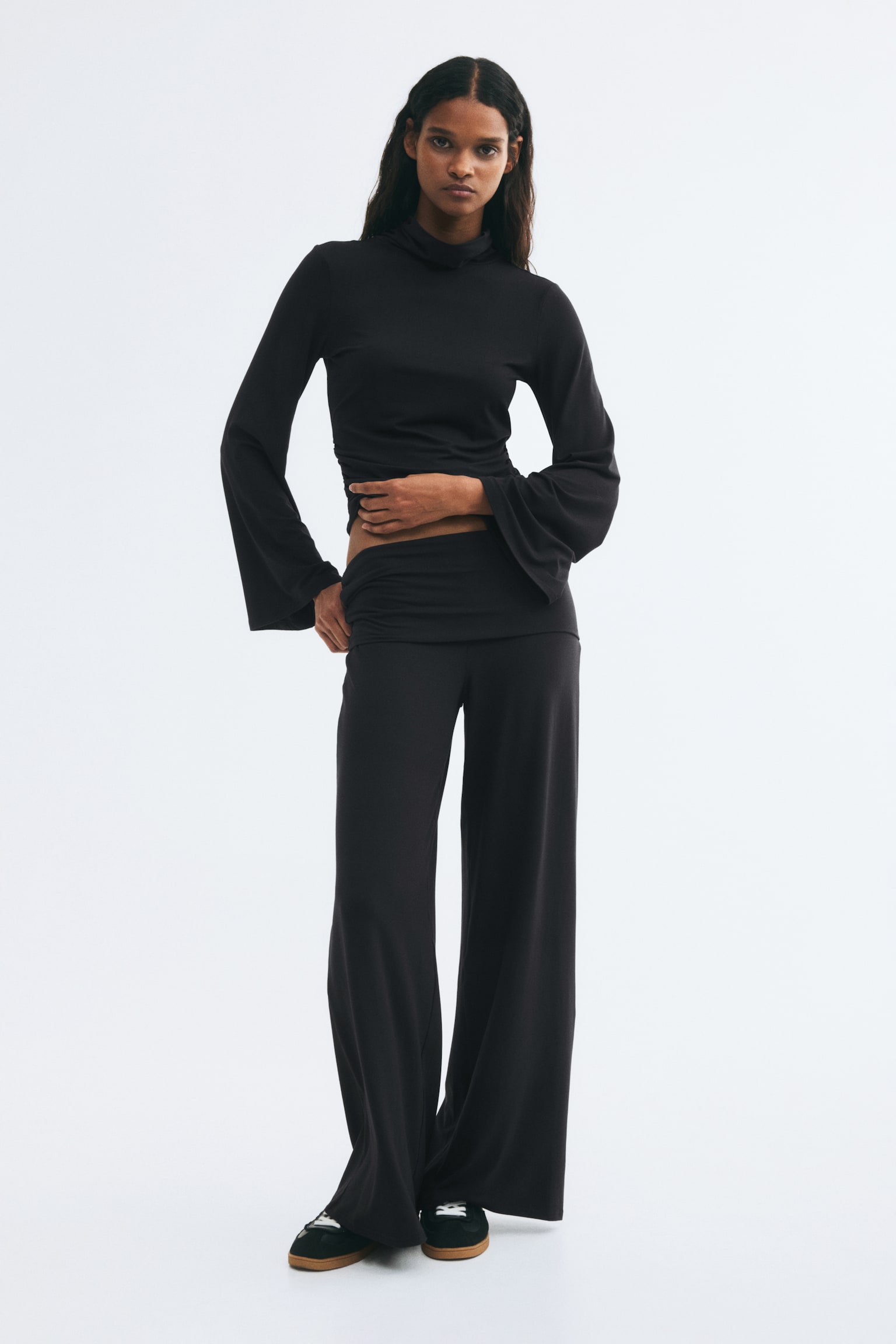 Женский топ H&M Draped Mock Turtleneck Top, цвет: Чёрный — фото 3