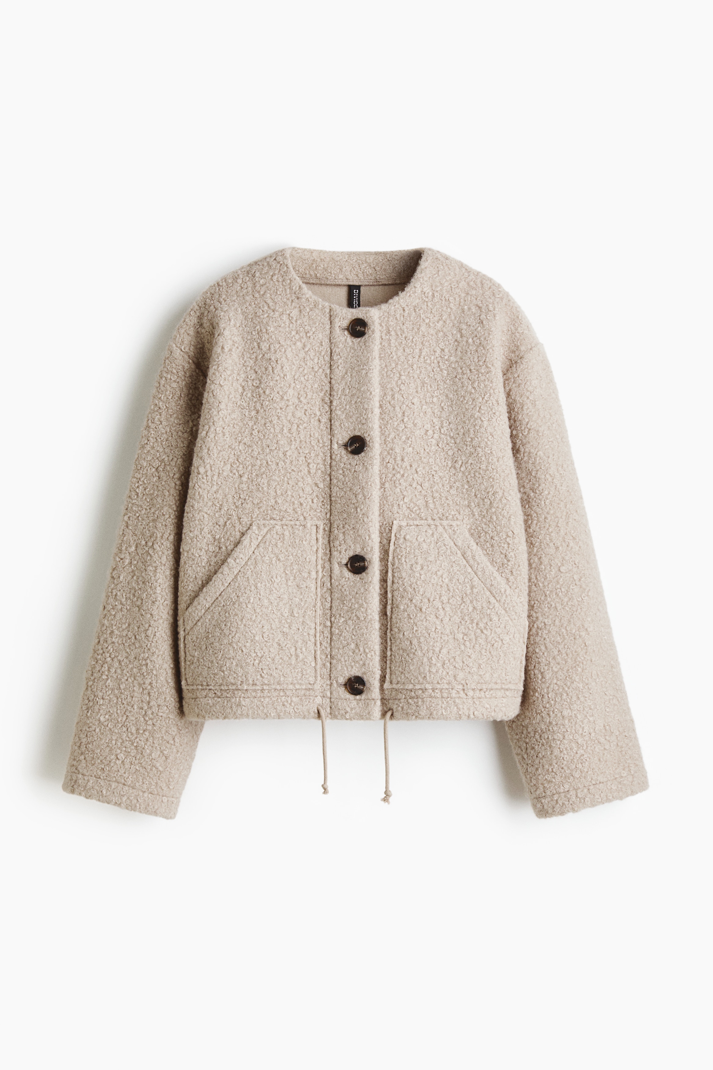 Jakke i teddy - Muldvarp/Lys beige