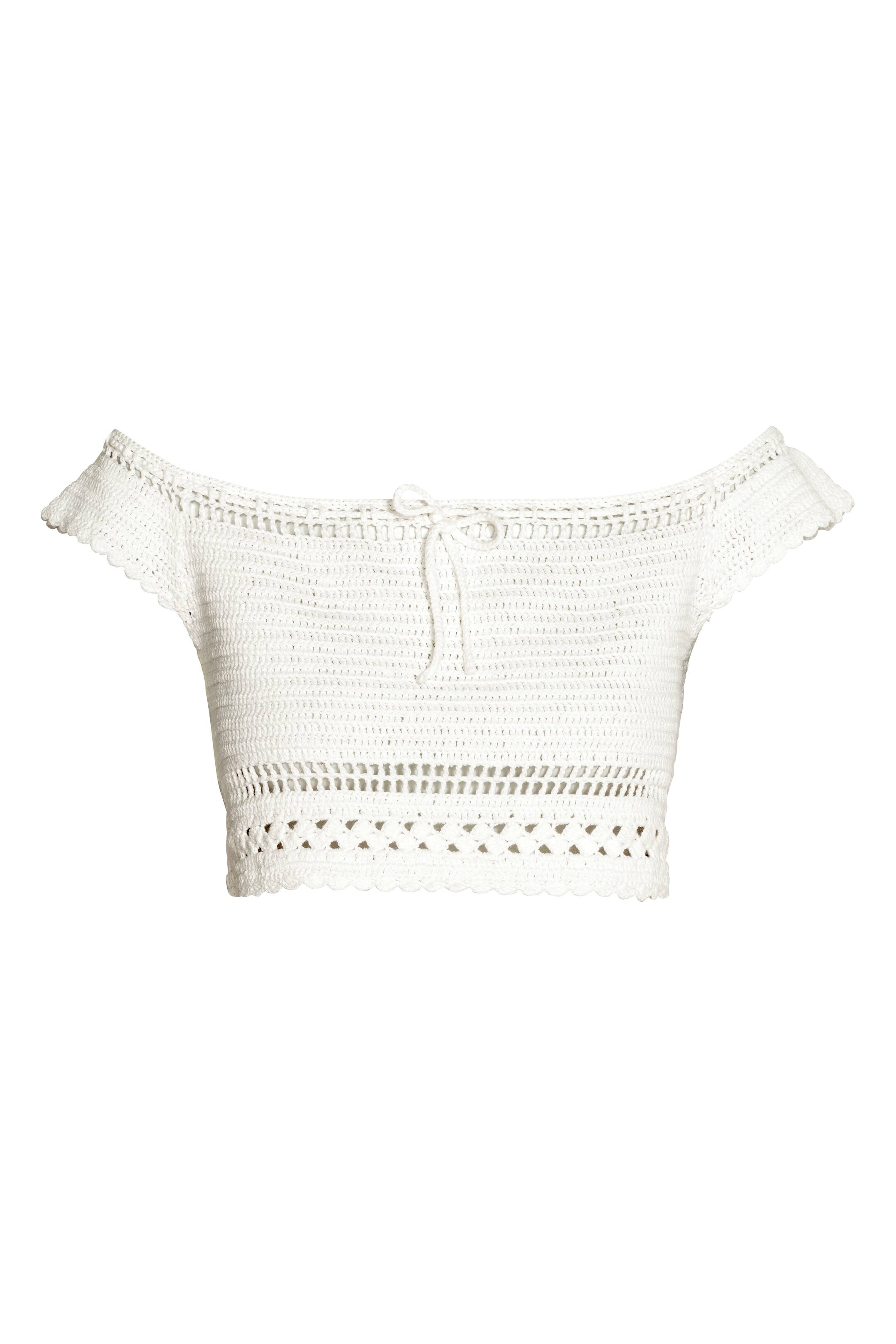 View larger image: Crocheted top - White - Ladies | H&M GB 1