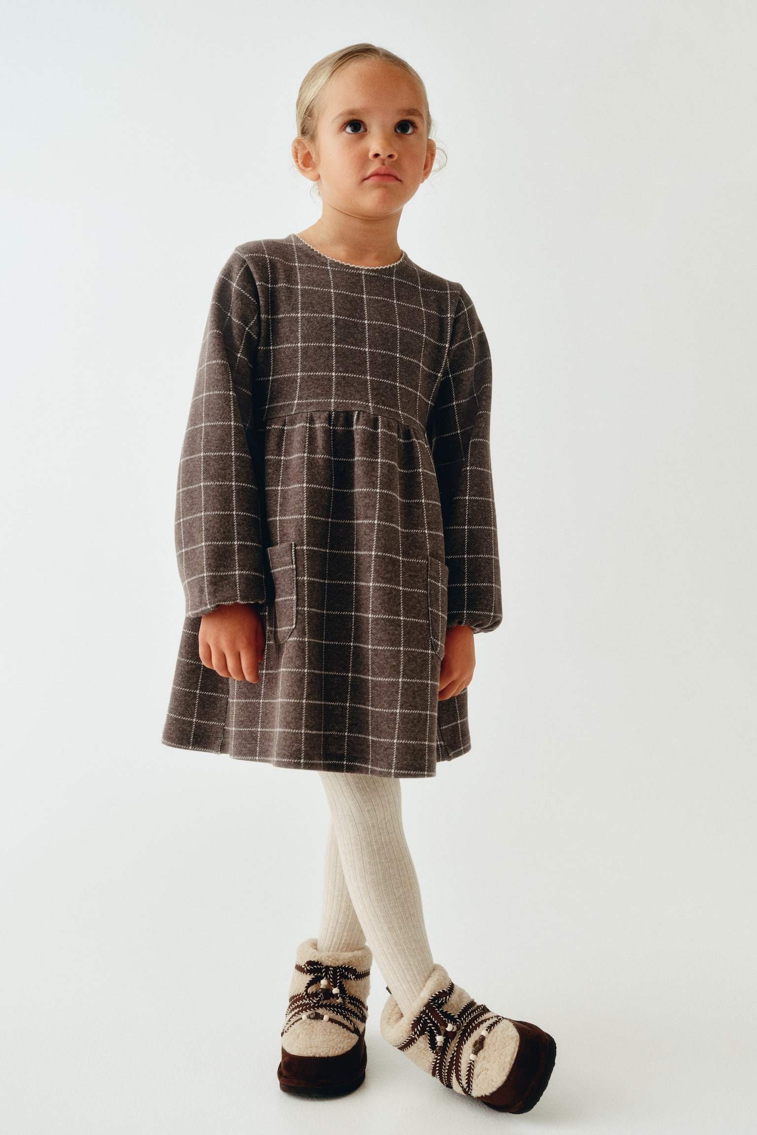 Детское платье H&M Jacquard Jersey, цвет: Серо-коричневый — фото 2