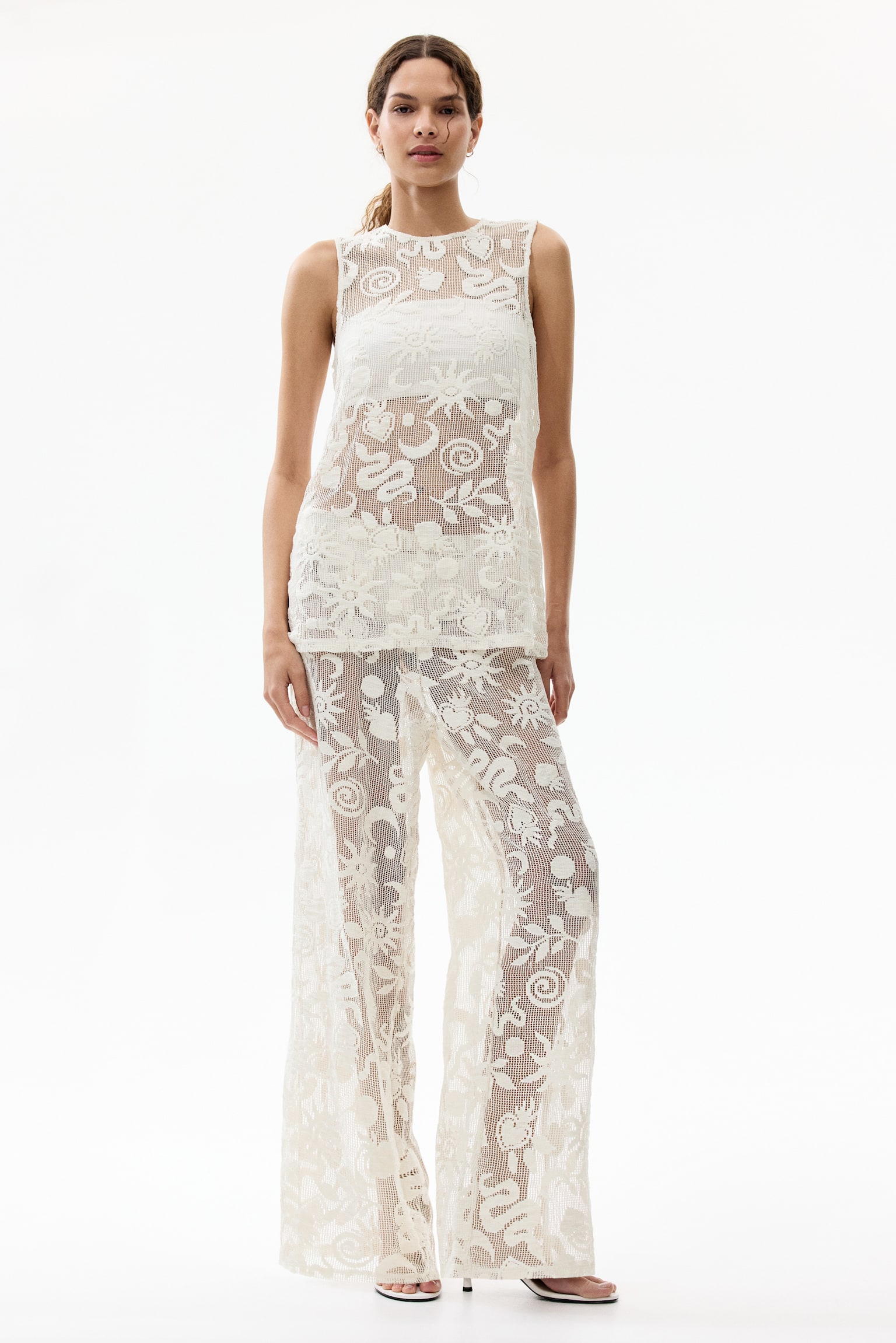 Motif-Detail Mesh Top - 3