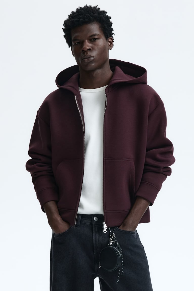 Men's Black Loose-Fit Scuba Hooded Jacket | H&M US