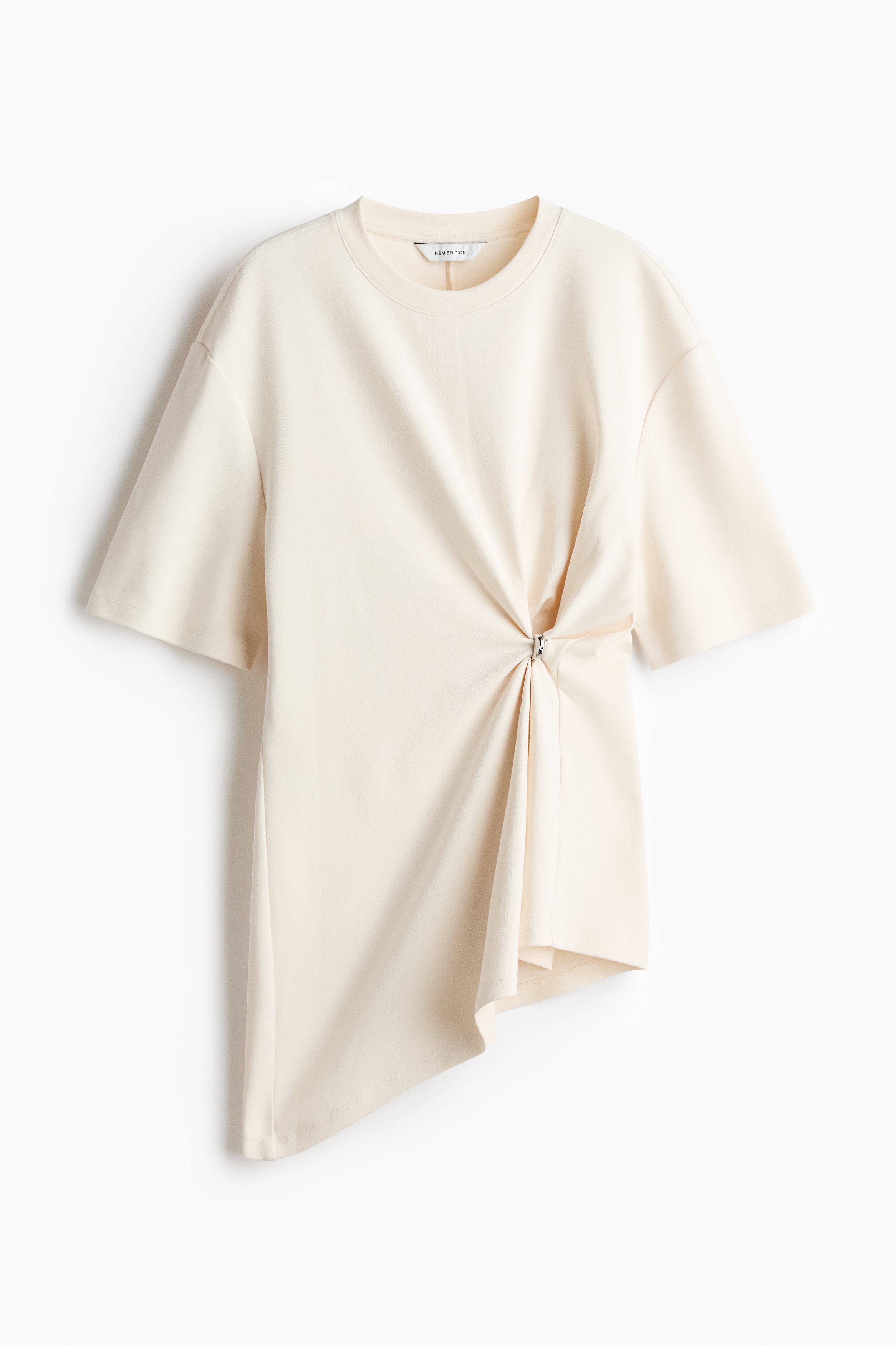 Drape Detaylı Asimetrik Üst - Krem/Toprak rengi/Siyah
