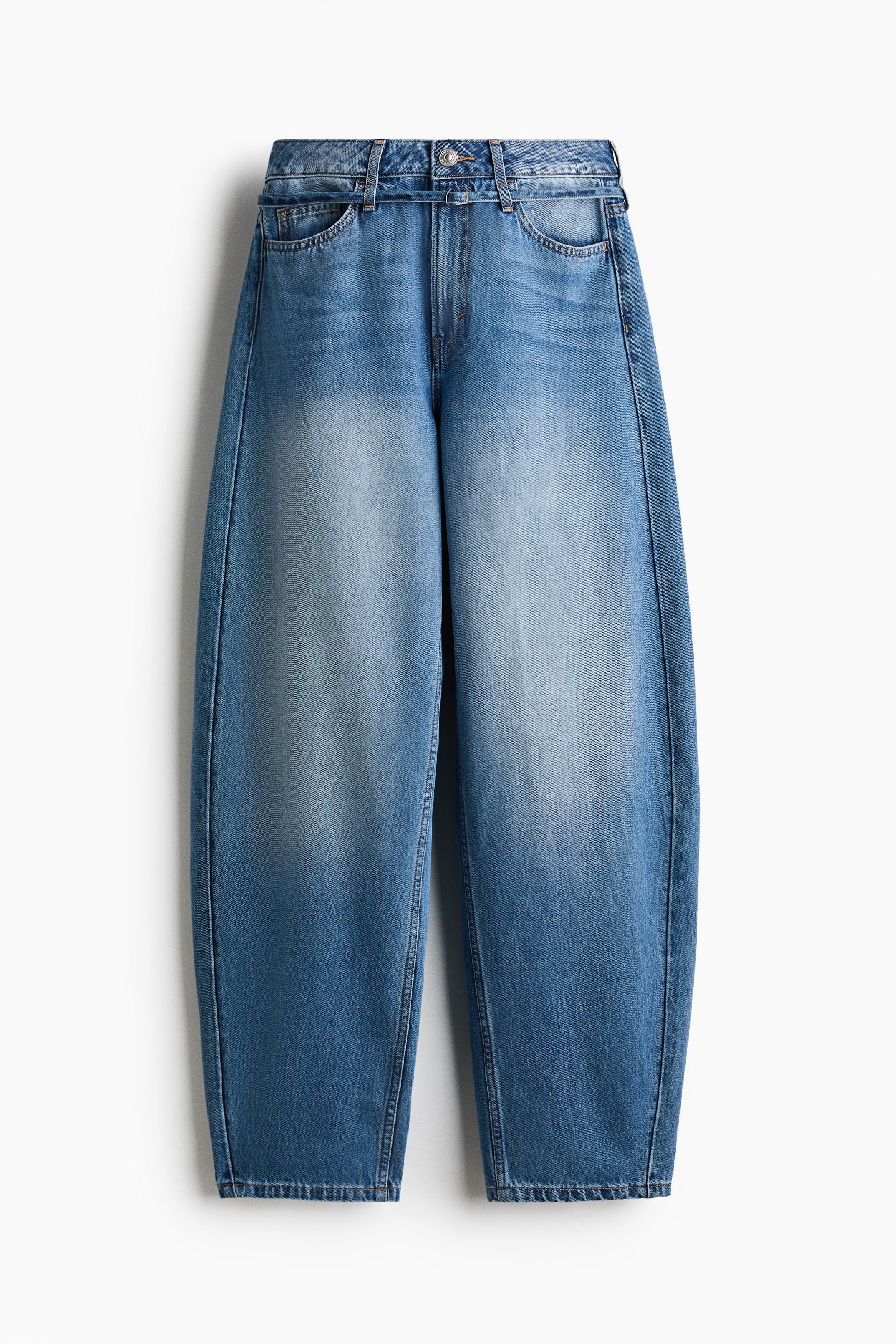 Barrel High Waist Jeans - Niebieski denim