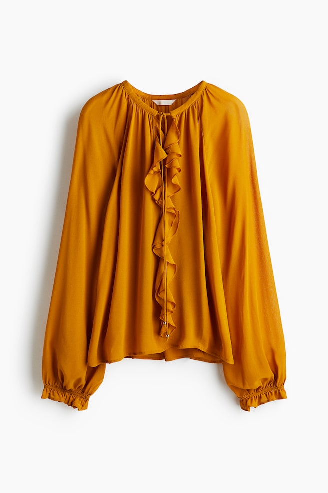 Chiffon blouse - Orange/Navy blue - 1