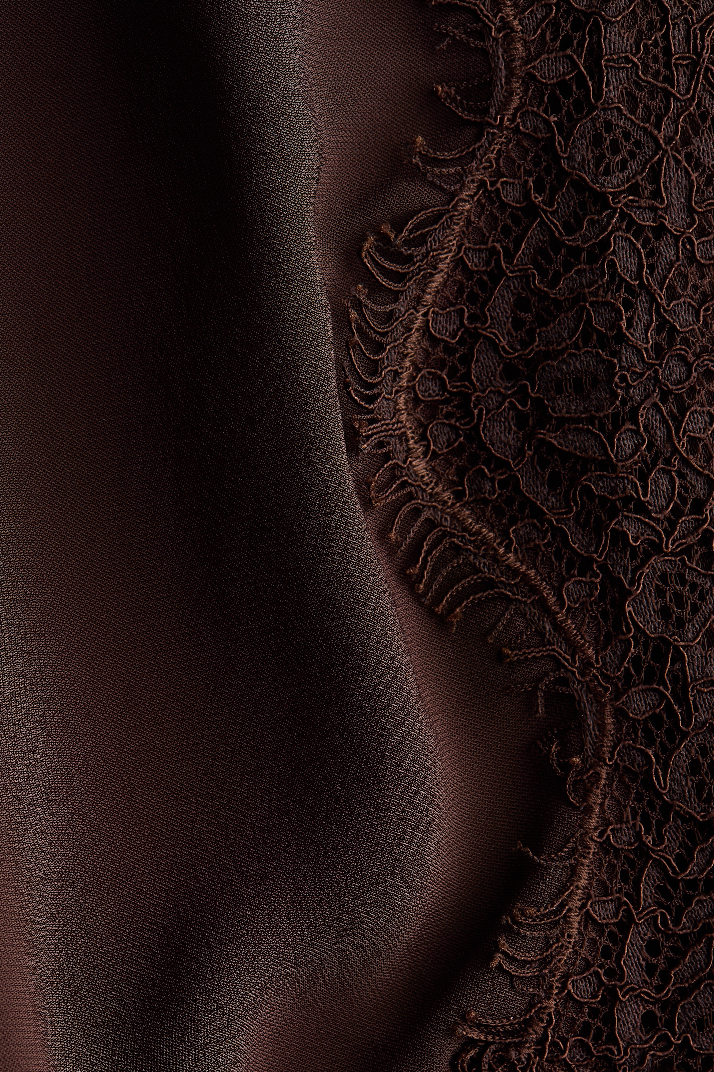 Lace-trimmed viscose top