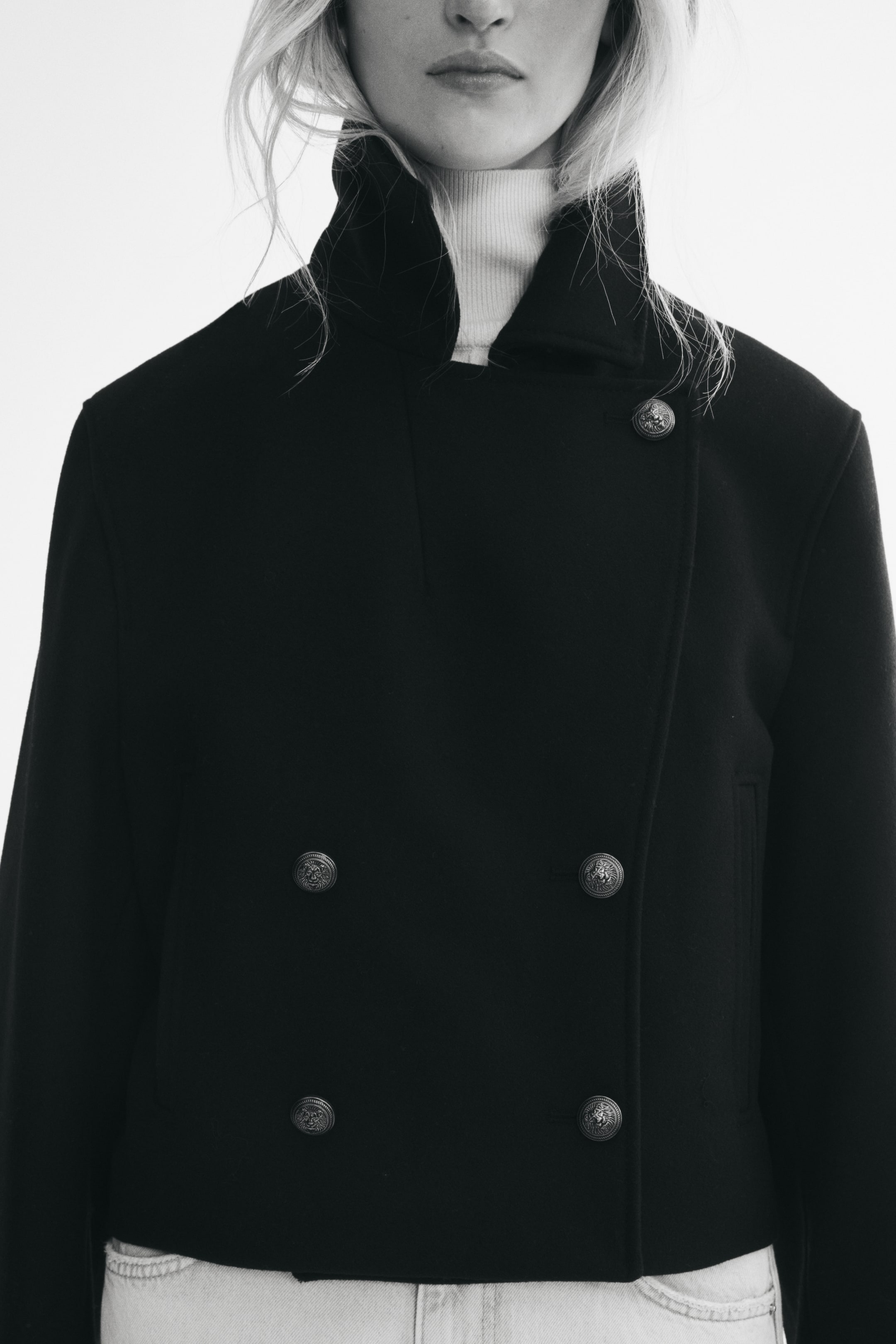 Wool-Blend Funnel-Collar Jacket