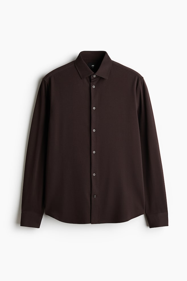 Four-Way Stretch overhemd - Slim Fit - Donkerbruin/Lichtblauw/Zwart/Wit/Lichtblauw/gestreept/Kakigroen - 1