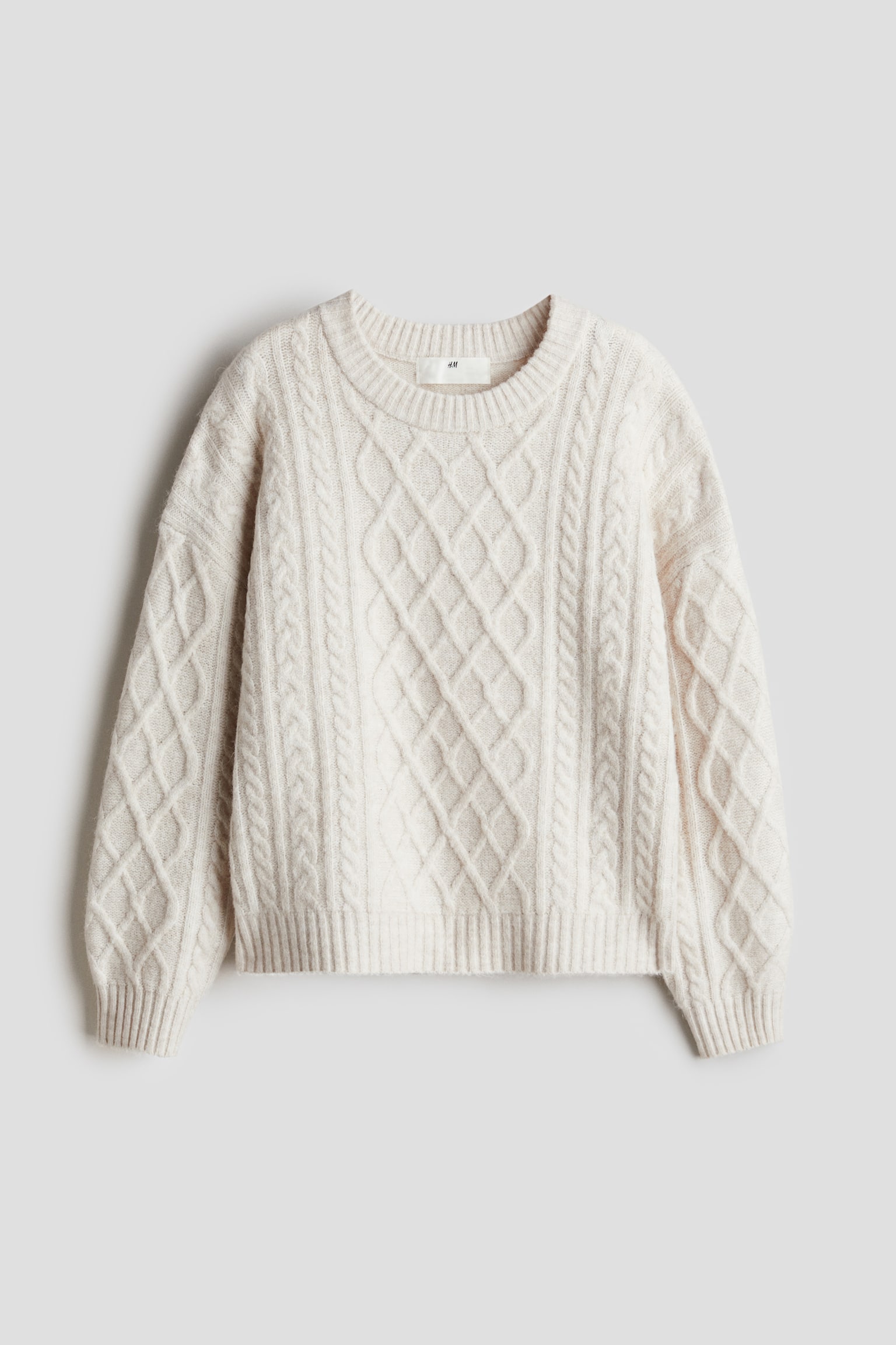 Cable-knit jumper - Cream/Grey/Red - 2