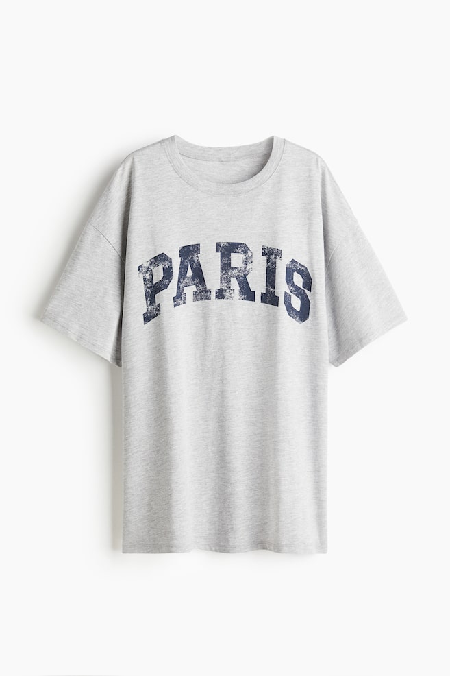 T-shirt grande taille imprimé - Gris clair chiné/Paris - 1