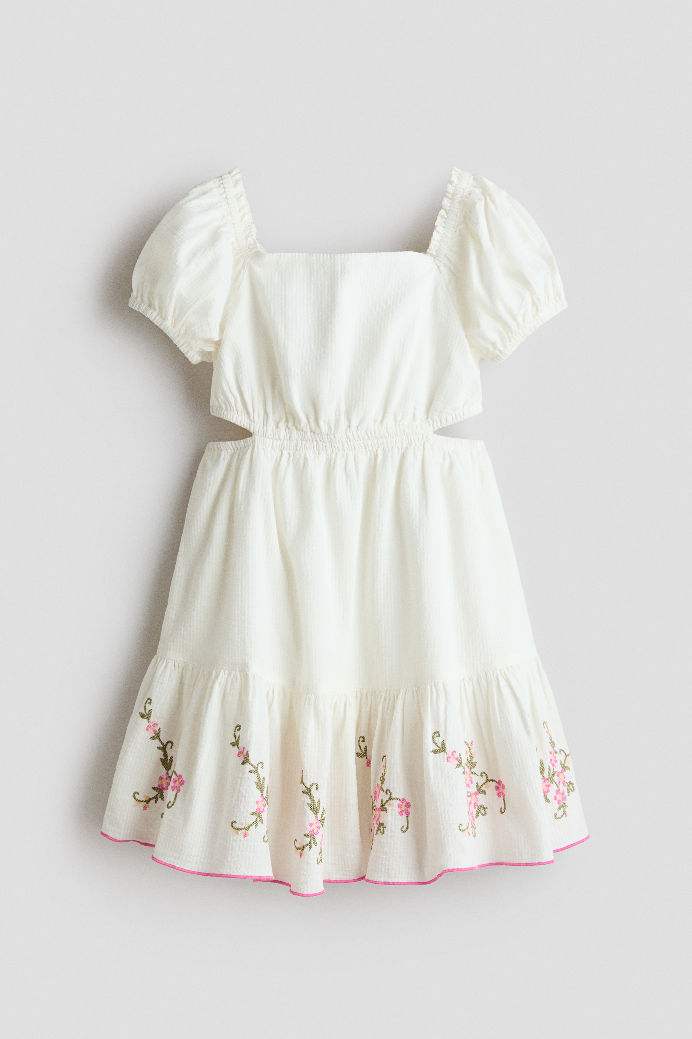 White Embroidered cotton dress for kids | H&M