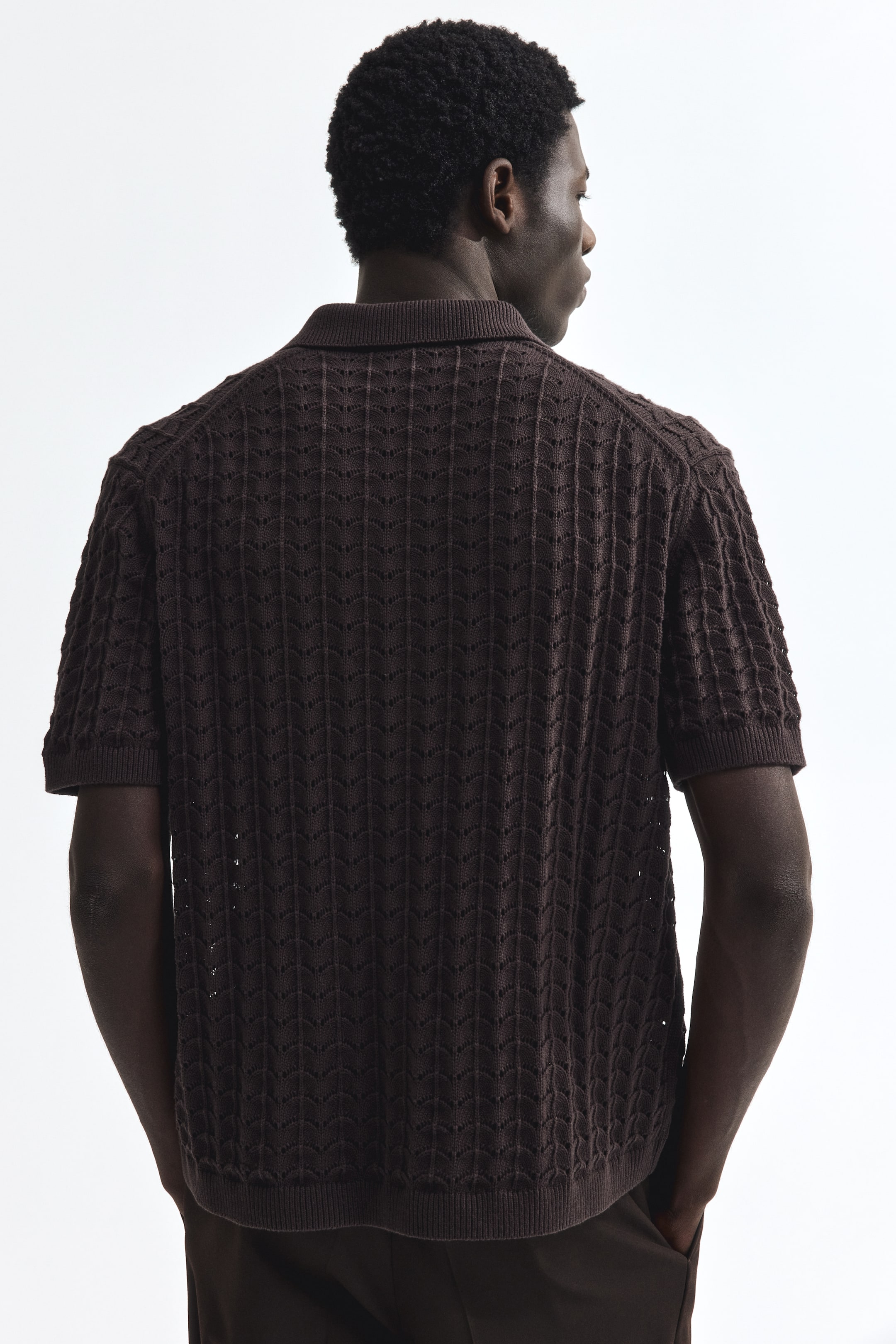 Chemise décontractée en tricot pointelle