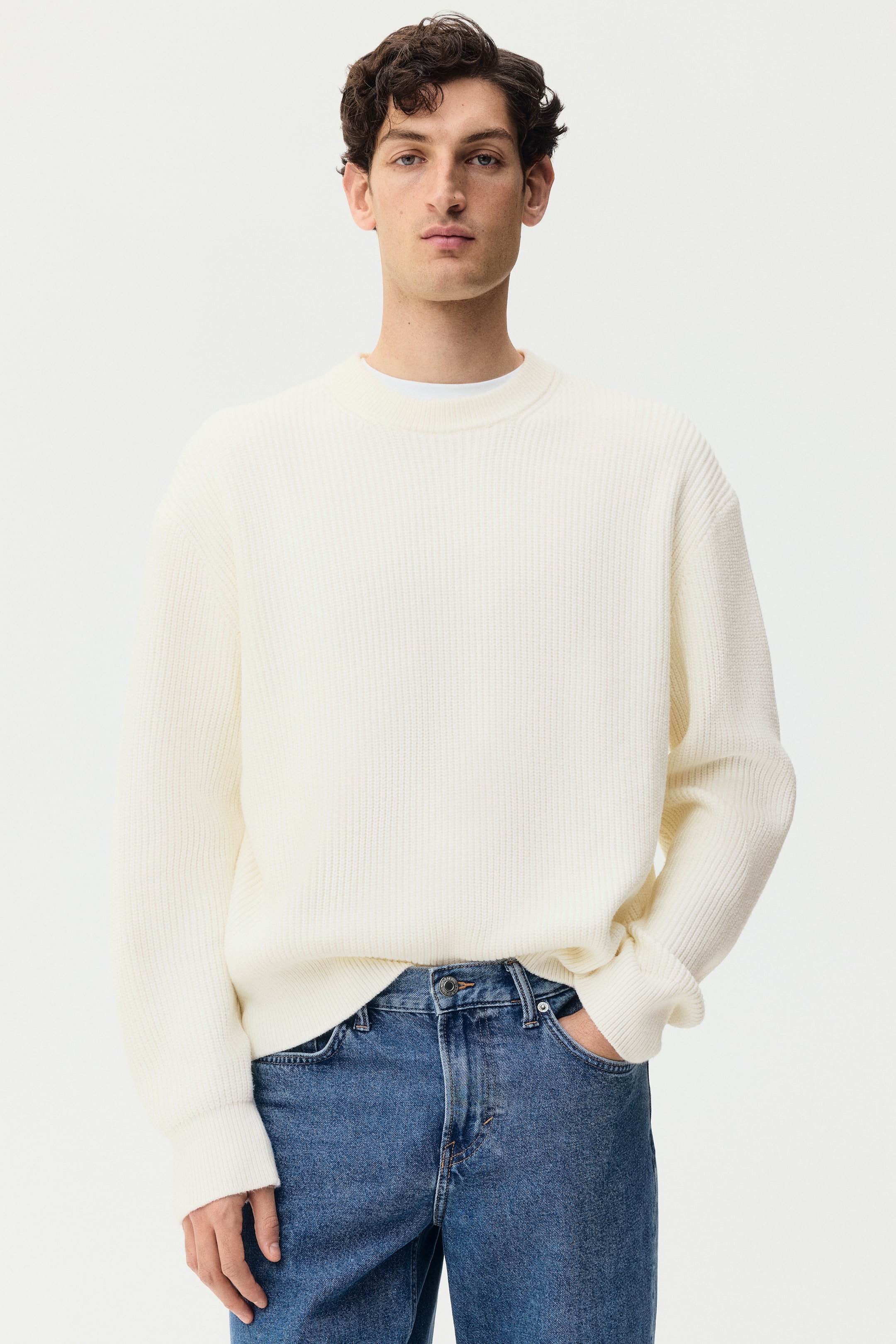 View larger image: Relaxed Fit Knitted jumper - Cream - Men | H&M IN 1