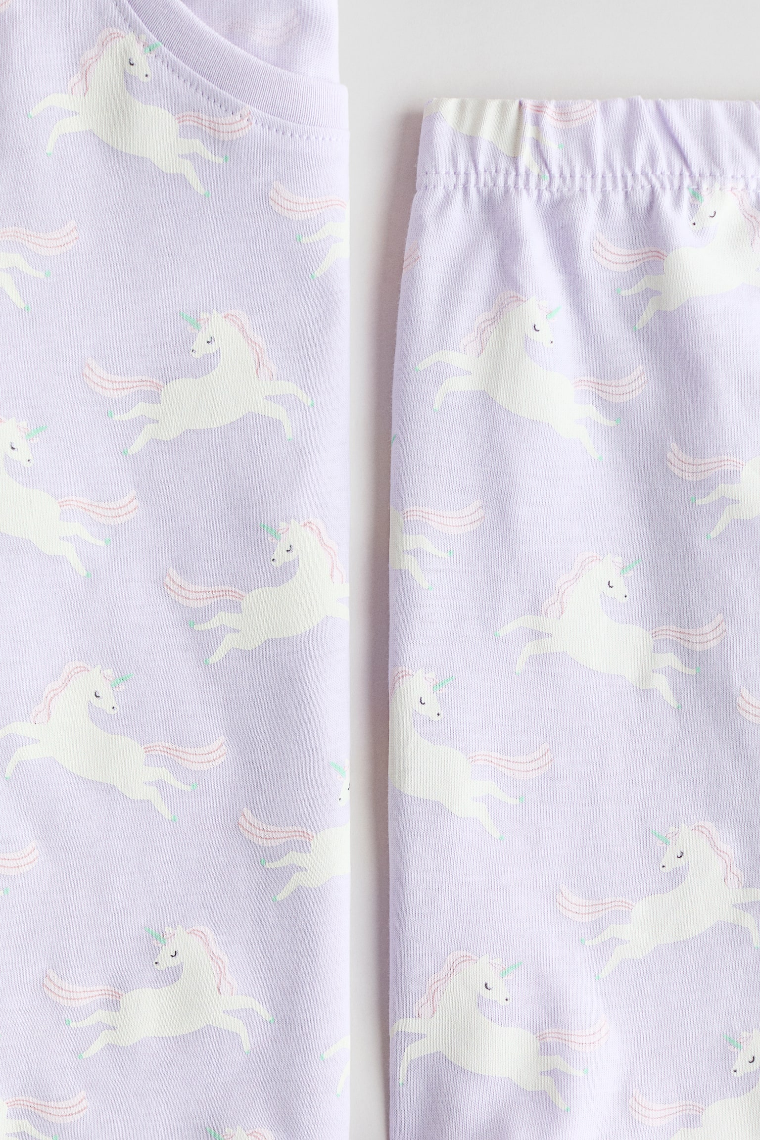 פיג'מת כותנה - סגול בהיר/חדי קרן - 2