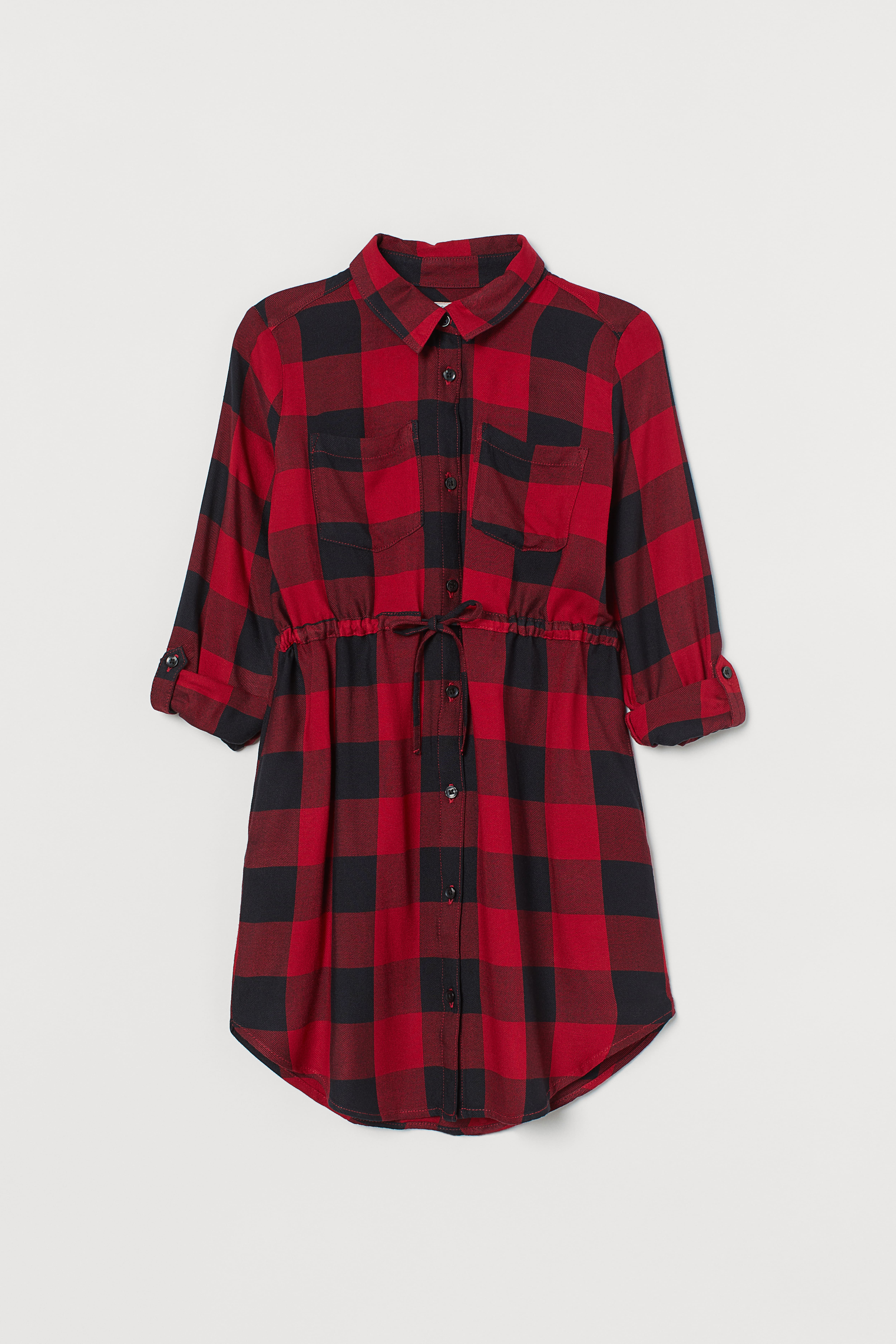 H and m red shirt best sale