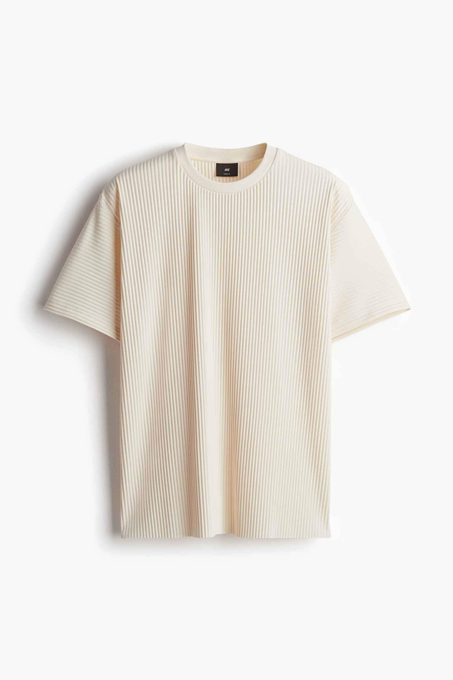 Loose Fit Pleated T-shirt - Light beige/Black - 2