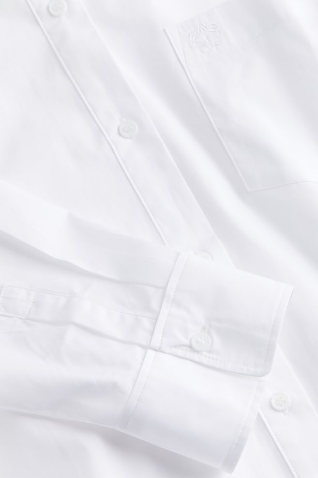 Oversized skjorte i bomuld - Hvid/Mørkeblå/Nålestribet - 5