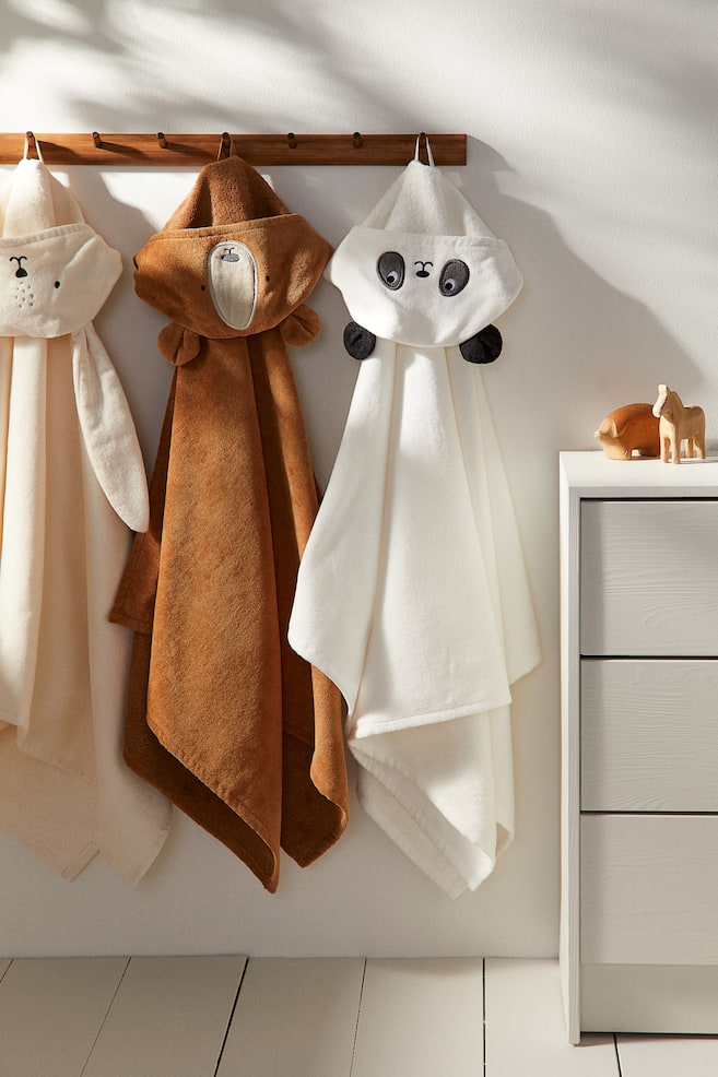 Hooded bath towel - Dark beige/Bear/Light pink/Rabbit/Natural white/Rabbit/White/Unicorn - 2