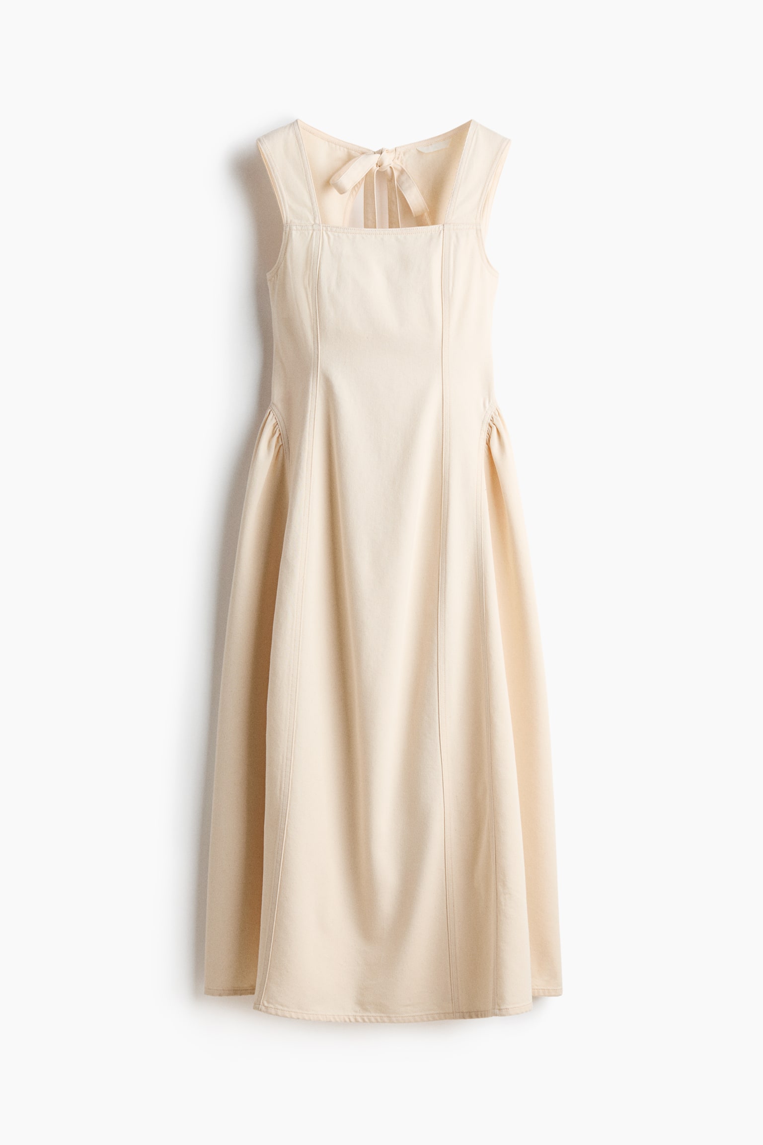 Robe en sergé avec jupe évasée - Crème/Bleu denim - 1