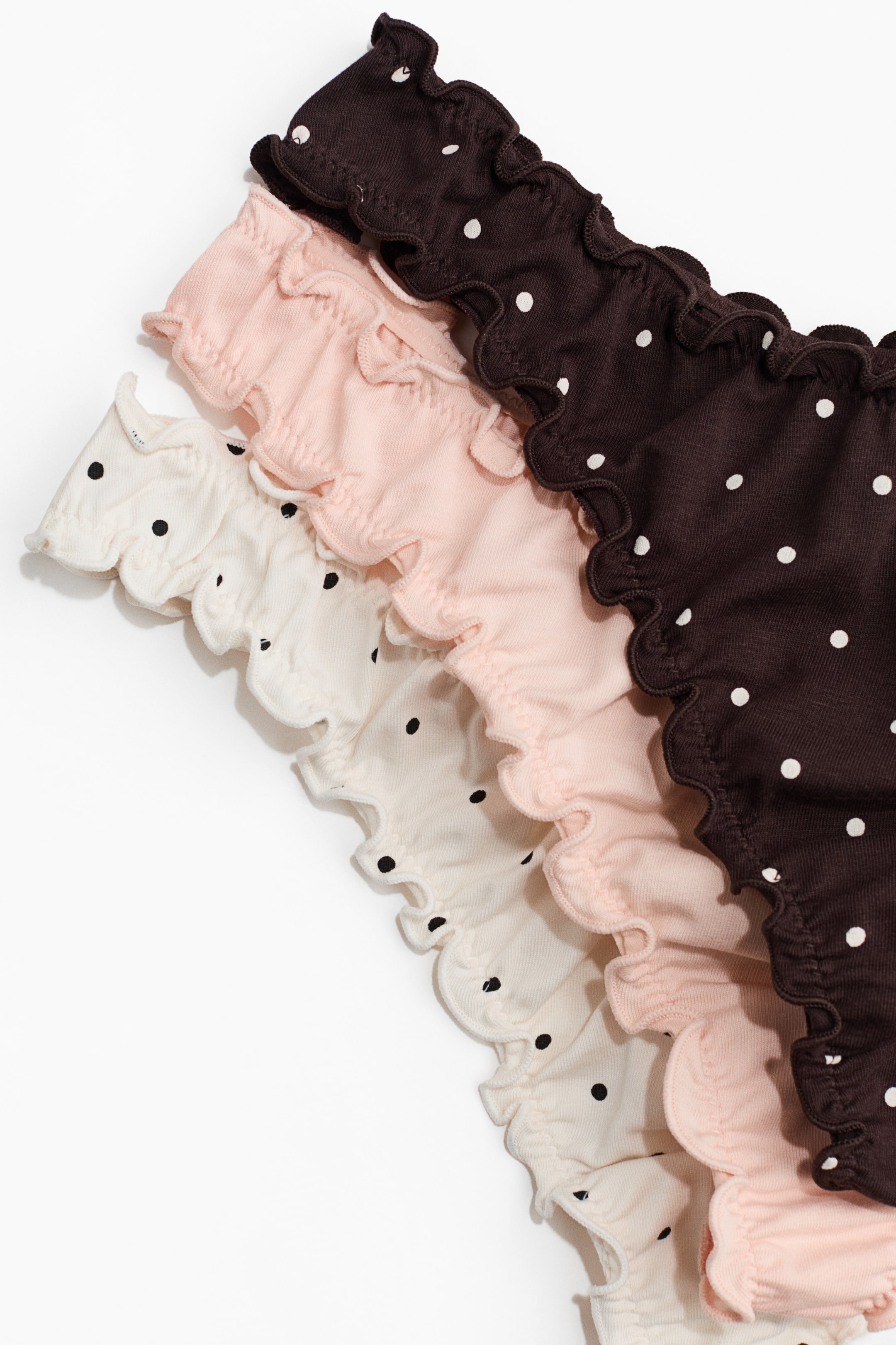 Se større billede: 3-pak trusser Thong med overlockdetaljer - Mørkebrun/Prikket - DAME | H&M DK 6