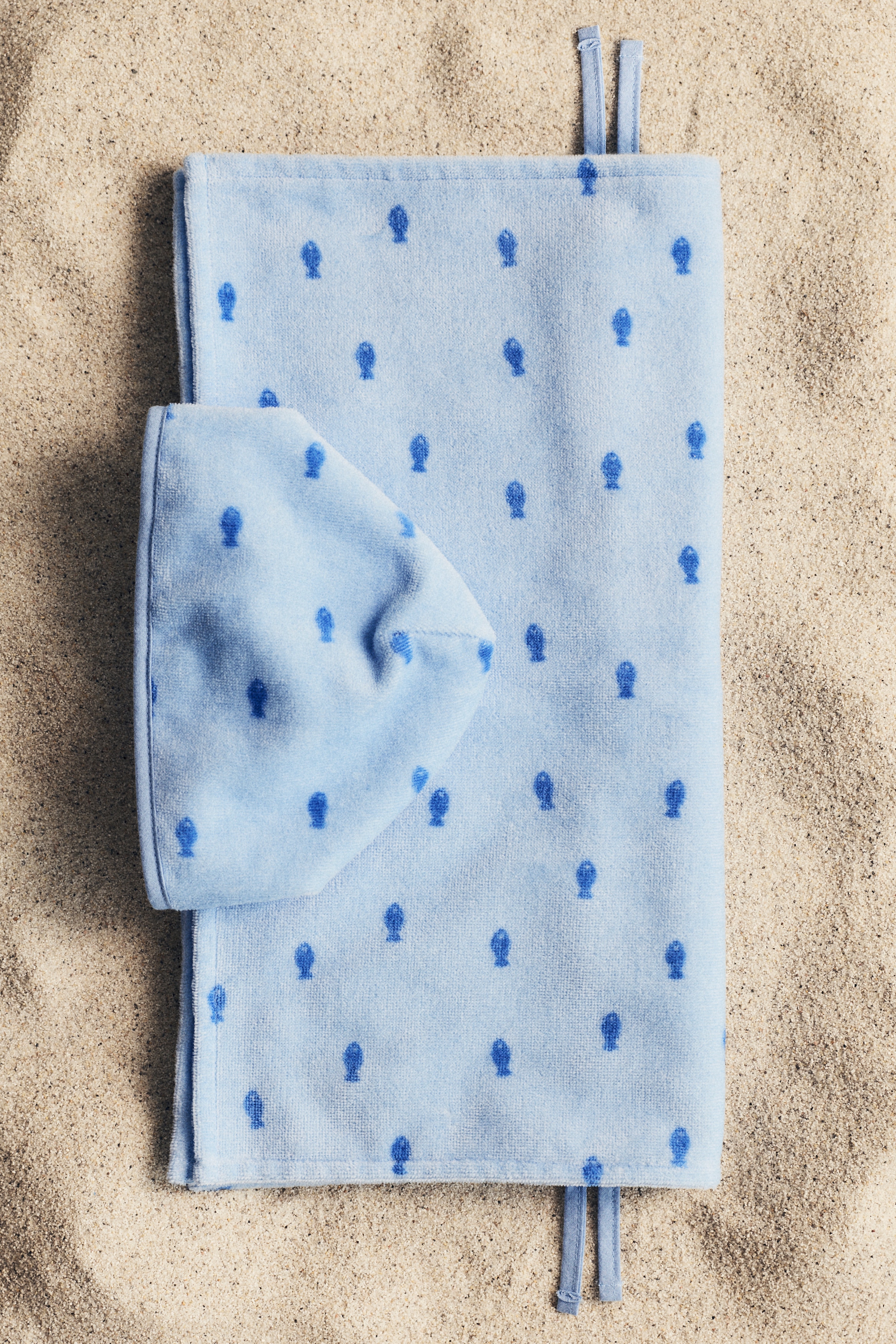 Toalla poncho para bebé - Azul claro/Peces/Amarillo claro/Naranjas