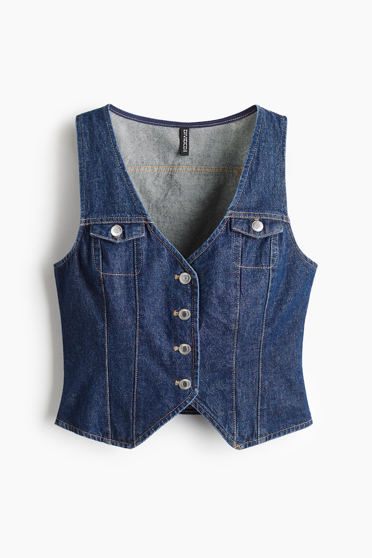 デニムベスト - ダークデニムブルー - レディース | H&M JP