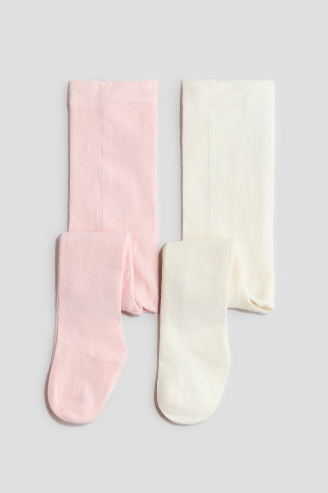 2-pack Tights - Light pink/white/White/Beige melange/Gray/light gray - 1