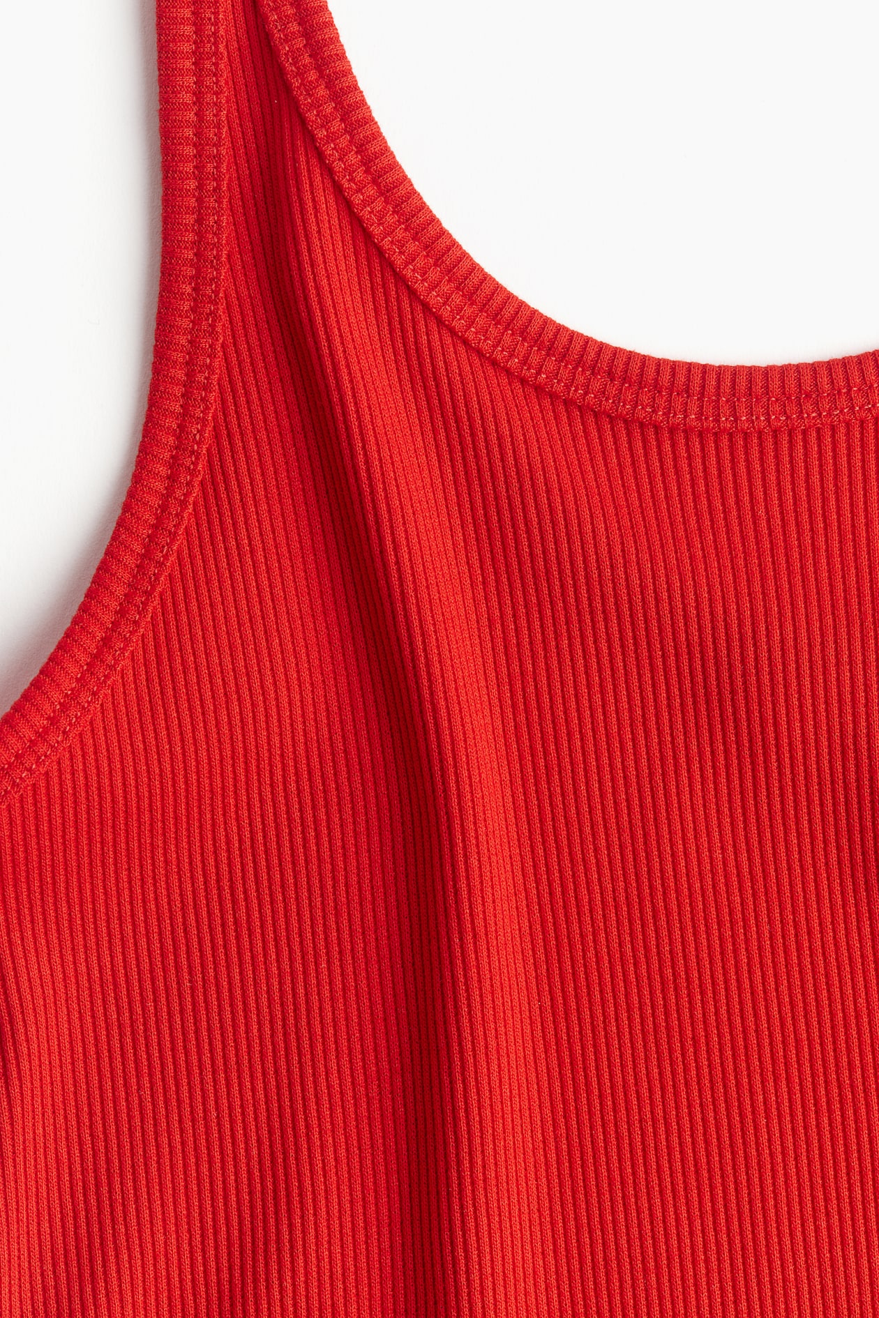 Ribbed vest top Deep neckline Sleeveless Red Ladies H&M GB