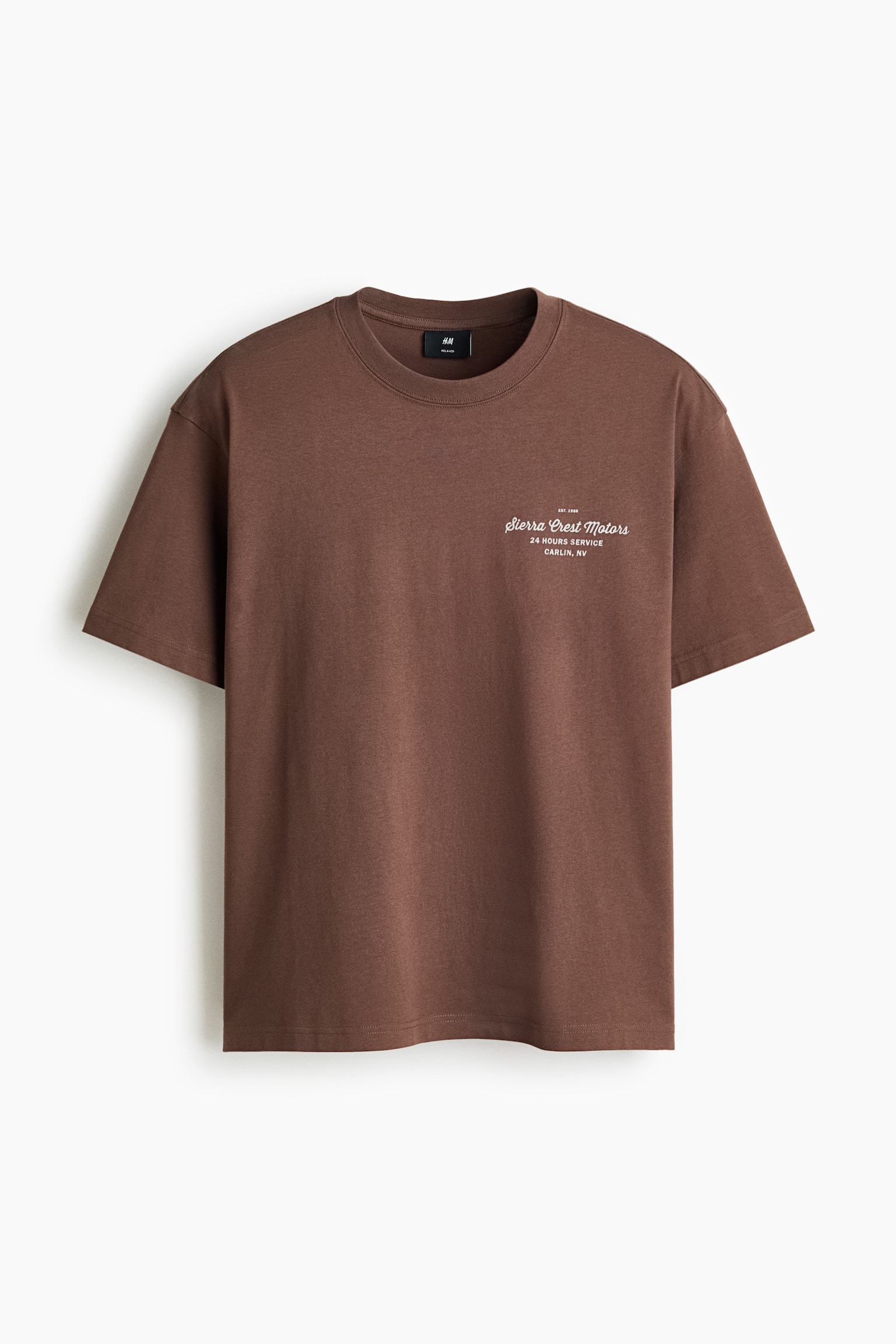 Loose Fit Printed T-shirt-Brown/Sierra Crest Motors - 2