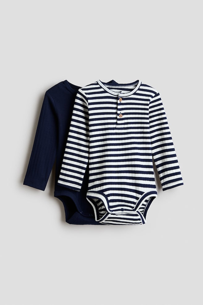 2er-Pack Henley-Bodys - Marineblau/Weiß gestreift - 1