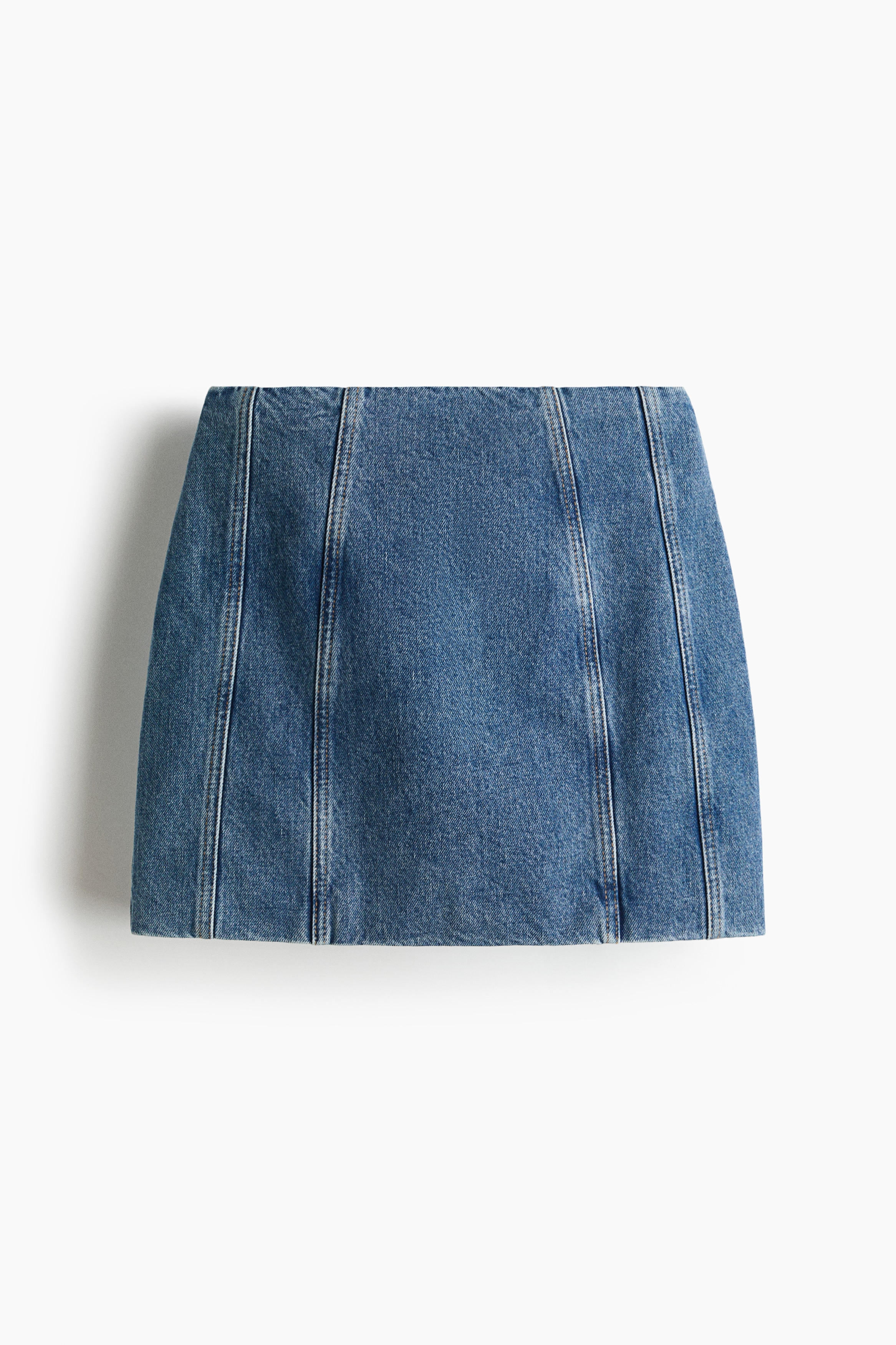 Mininederdel i denim - Lys denimblå