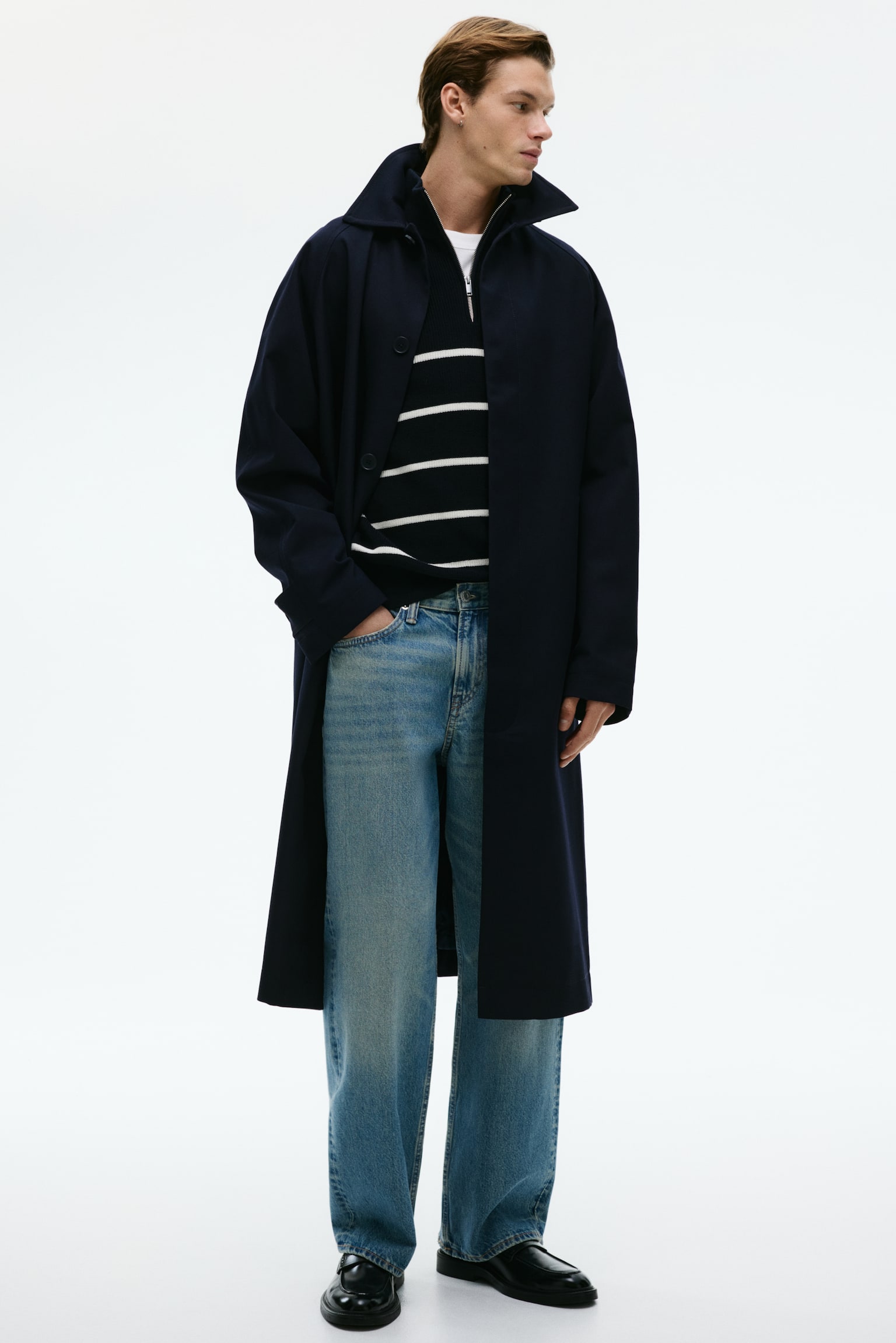 Regular Fit Half-Zip Sweater - Navy blue/striped/Navy blue/Dark gray/White/Brown - 5