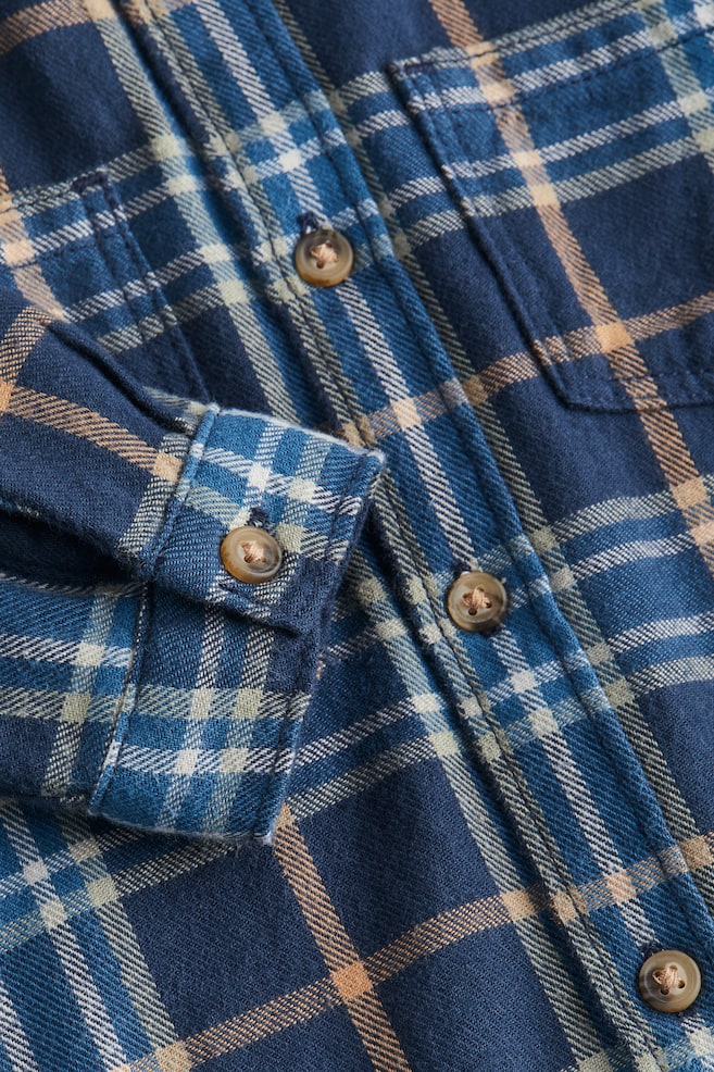 Cotton flannel shirt - Dark blue/Checked/Beige/Checked/Dark blue/Checked - 2