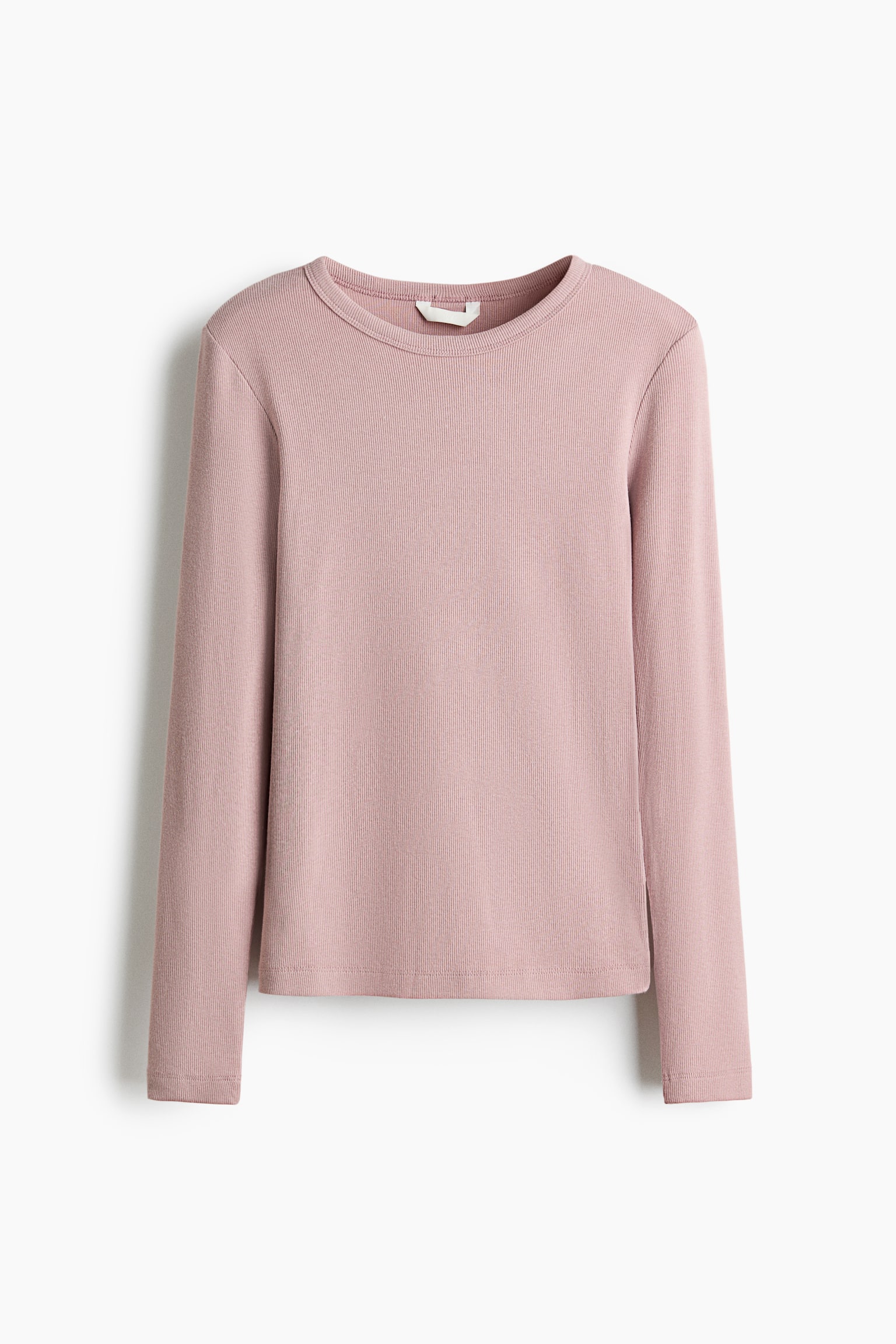 Женский топ H&M Ribbed Cotton-Blend Top, цвет: Пыльный розовый — фото 1