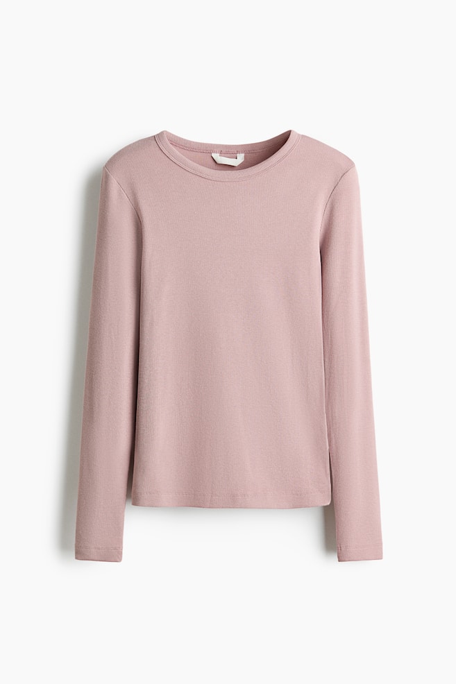 Top misto cotone a coste - Rosa antico/Marrone scuro/Bianco/Turchese chiaro - 1